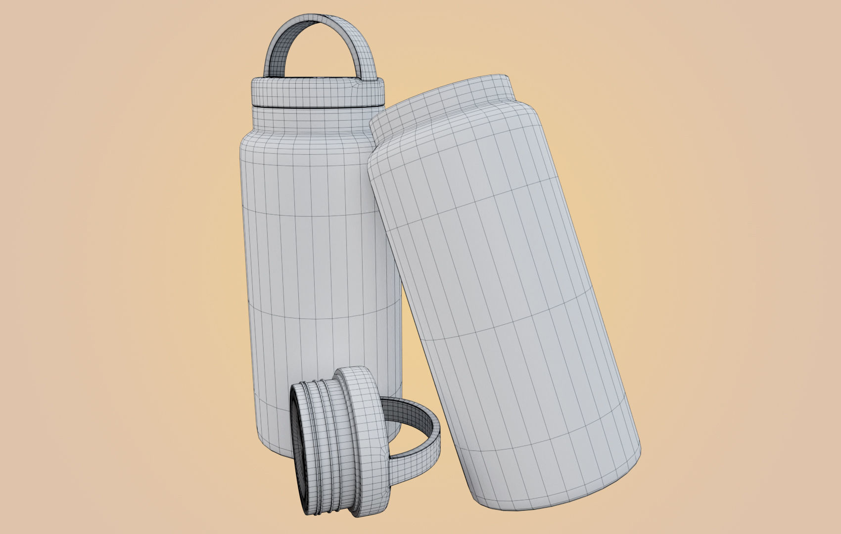 RND Water Bottle Low-poly 3D model_7
