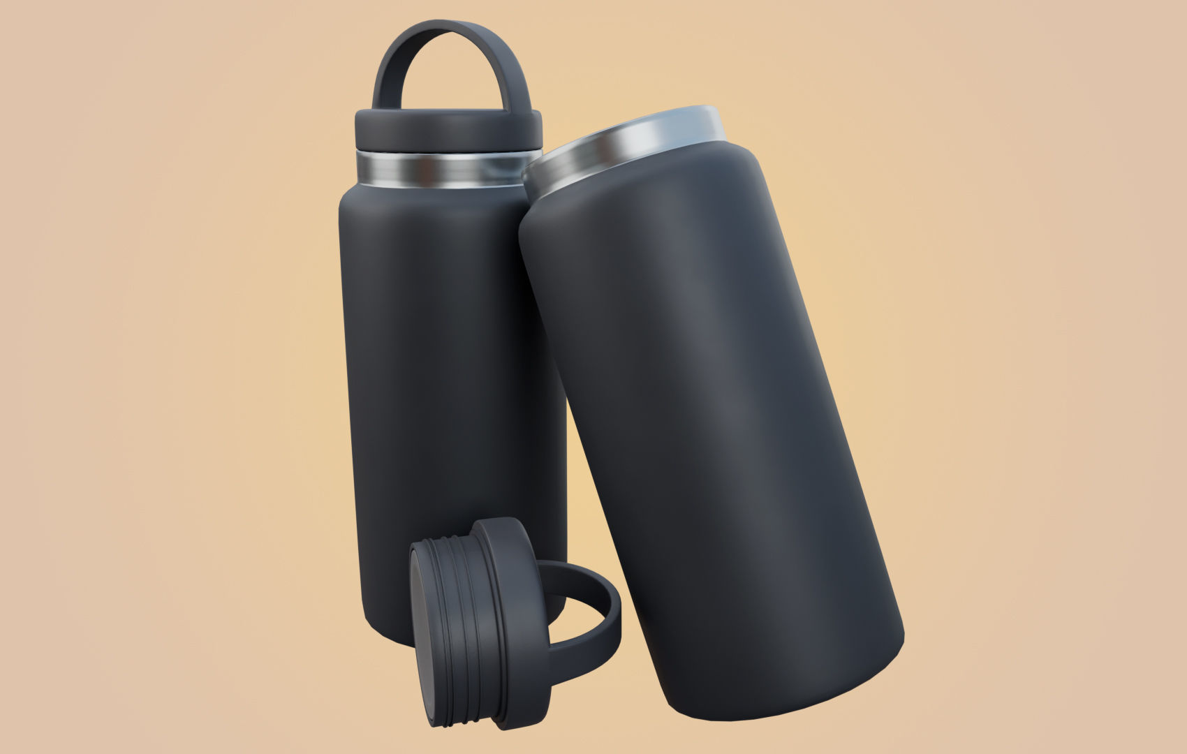 RND Water Bottle Low-poly 3D model_4
