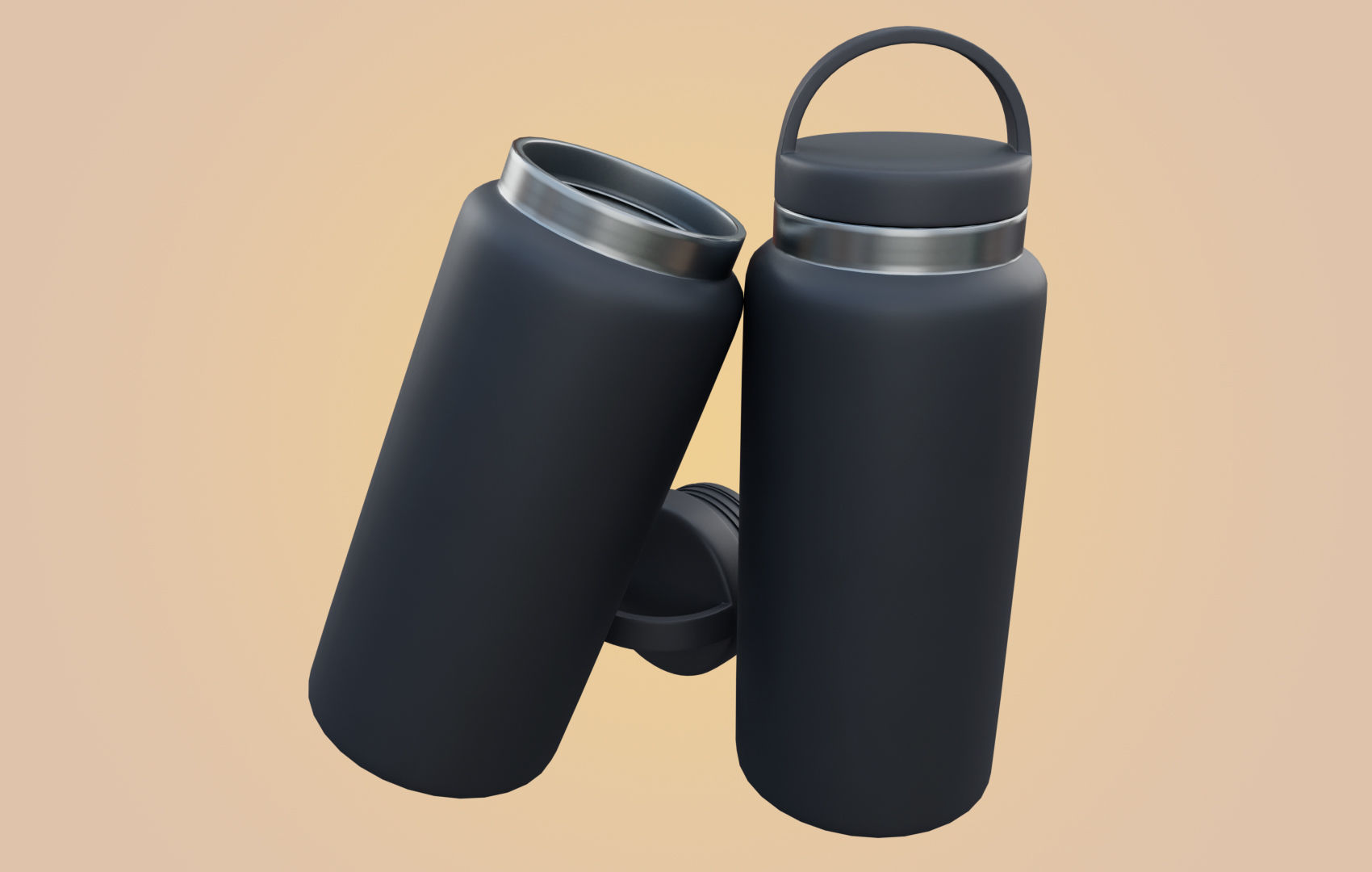RND Water Bottle Low-poly 3D model_9
