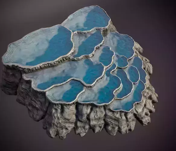 Cascading waterfall spring 3D low poly model Low-poly 3D model