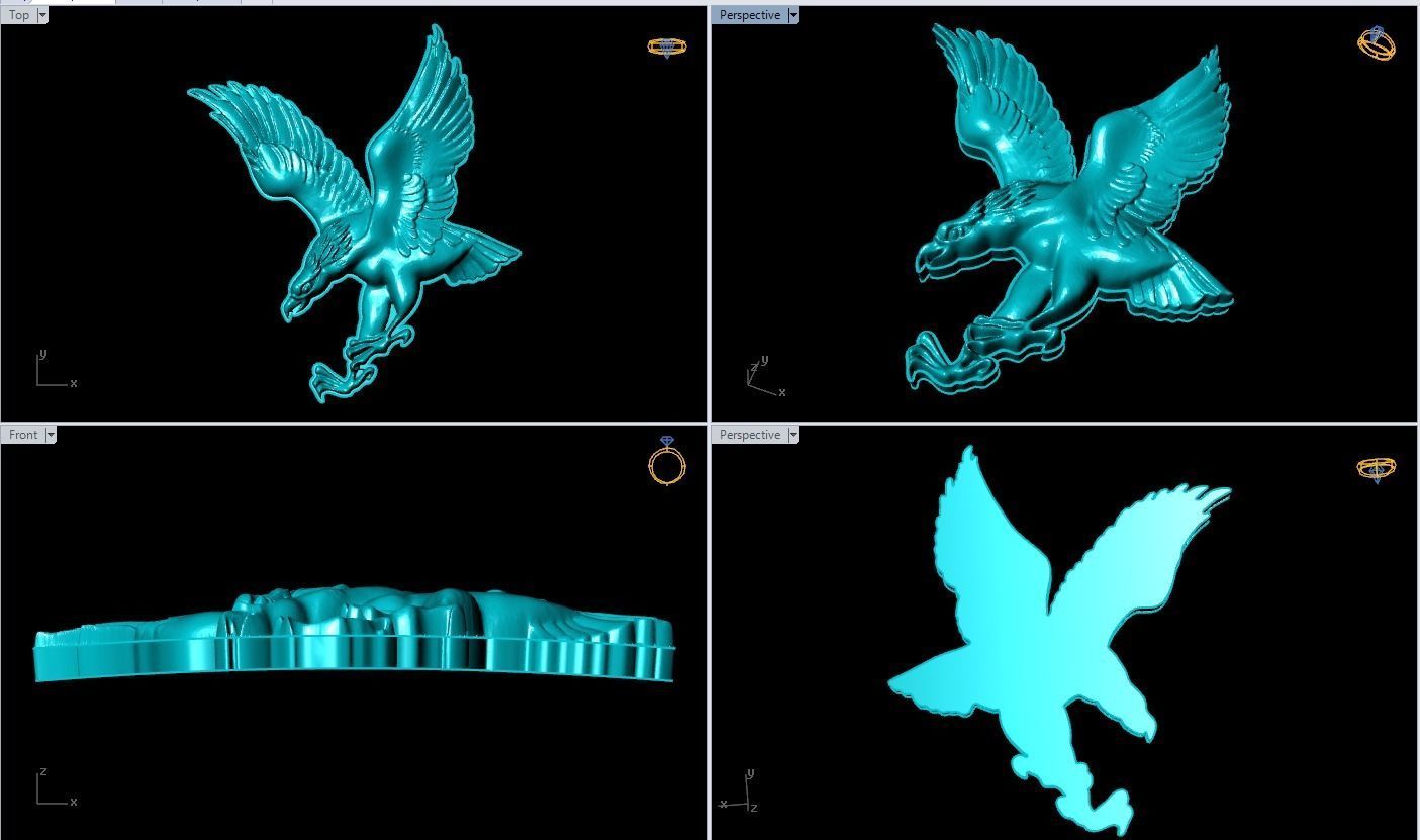 Eagle for jewelry - Eagle for ring - Eagle for pendant - N1022 3D print model_4