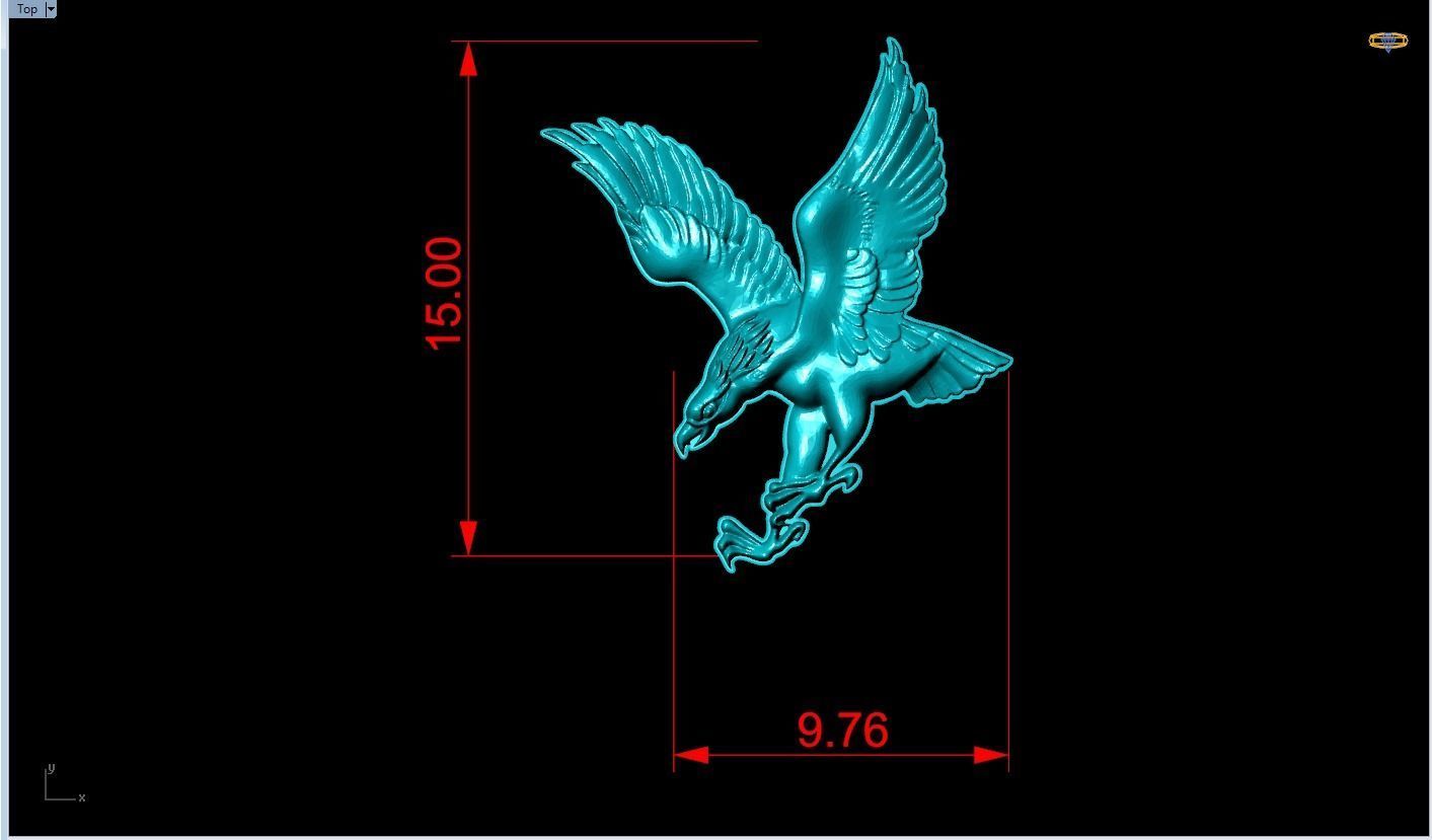 Eagle for jewelry - Eagle for ring - Eagle for pendant - N1022 3D print model_5