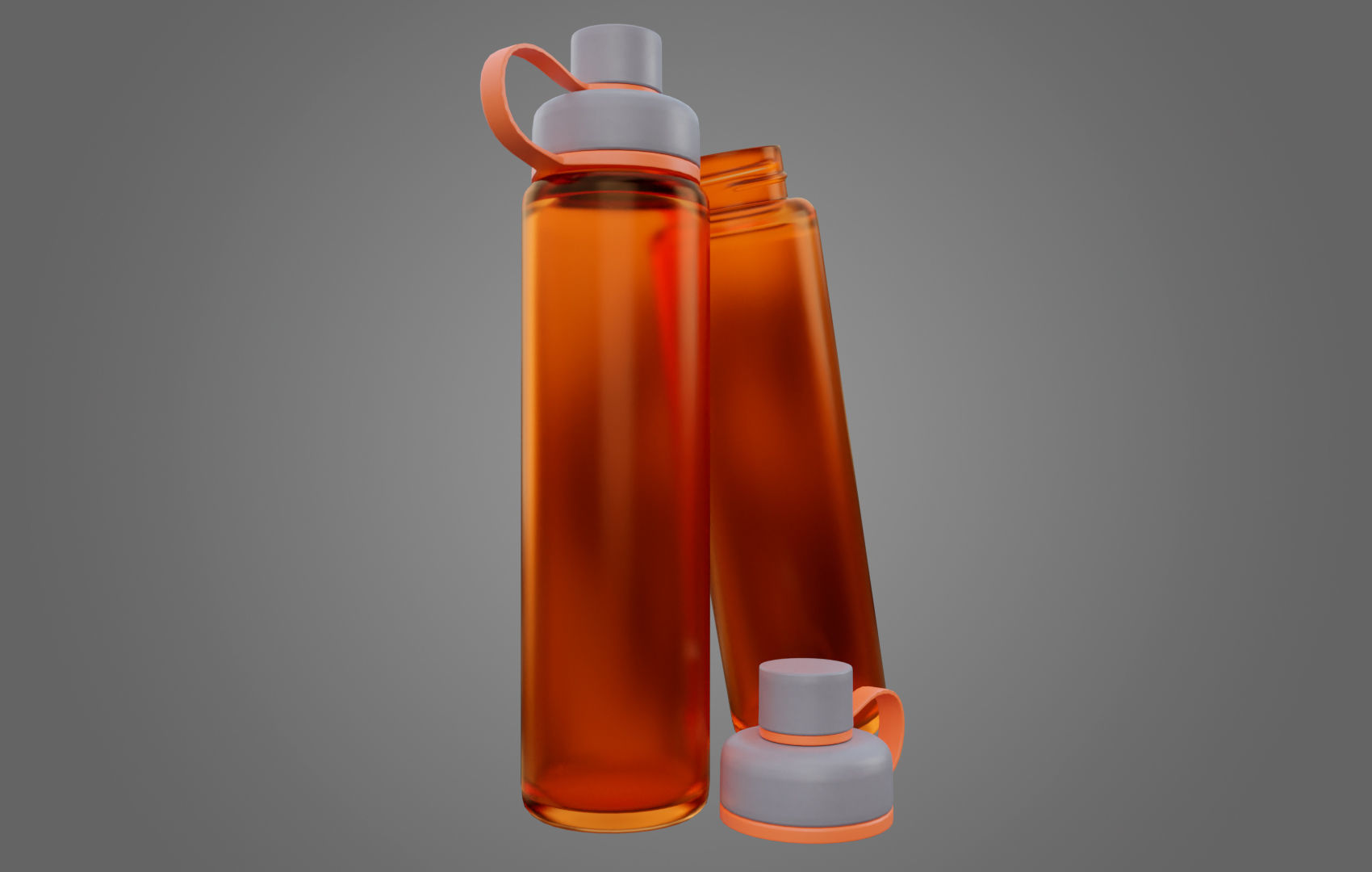 Orange Water Bottle Low-poly 3D model_2