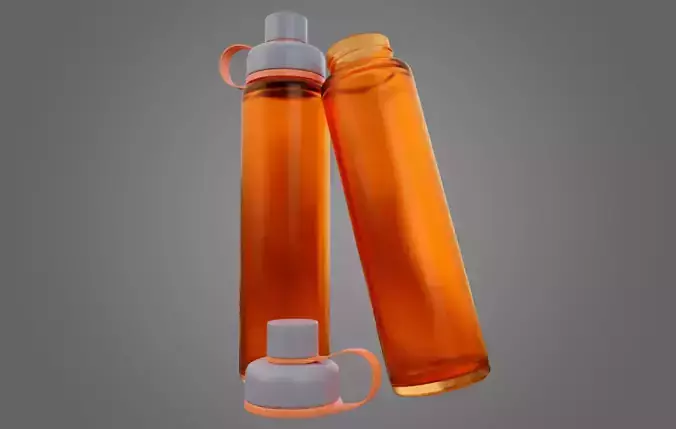 Orange Water Bottle Low-poly 3D model