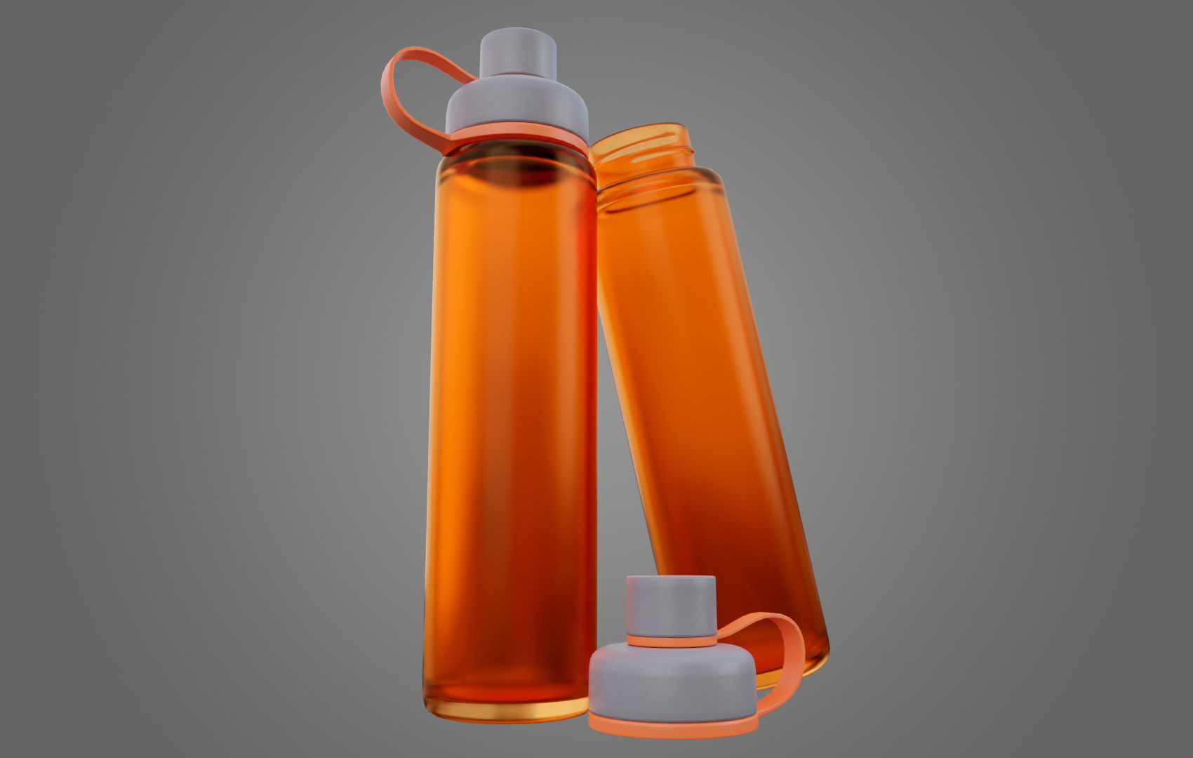 Orange Water Bottle Low-poly 3D model_1