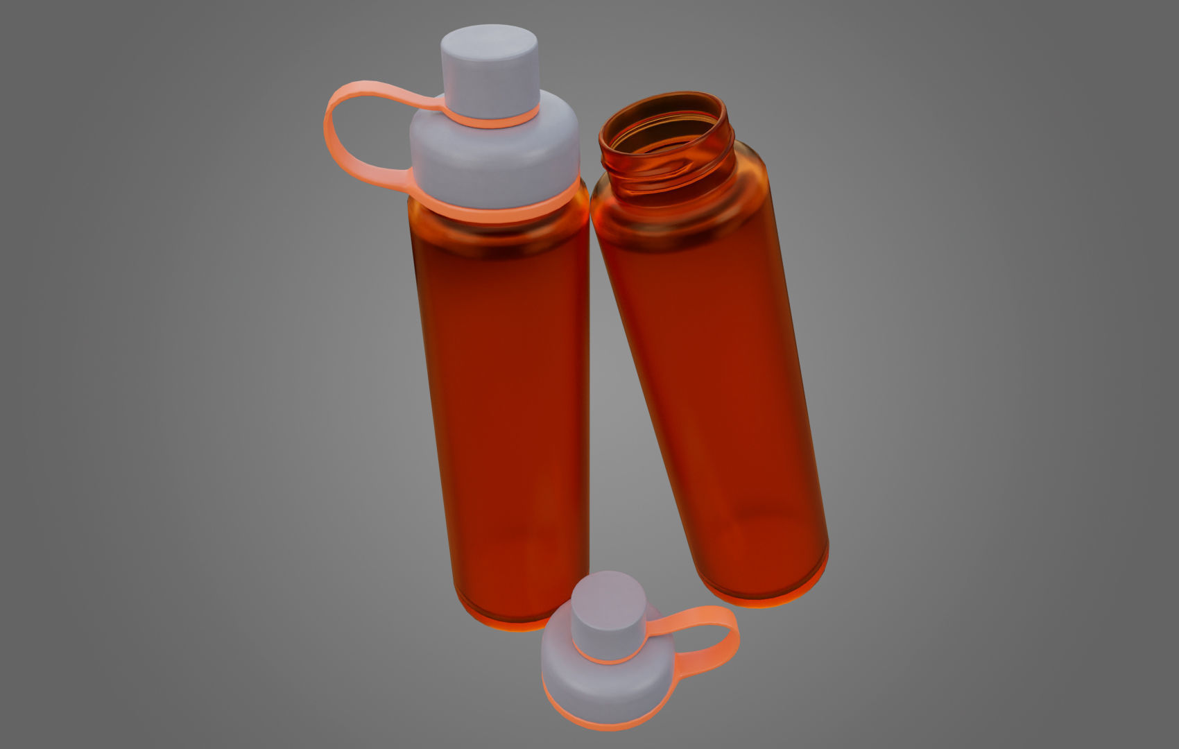 Orange Water Bottle Low-poly 3D model_13