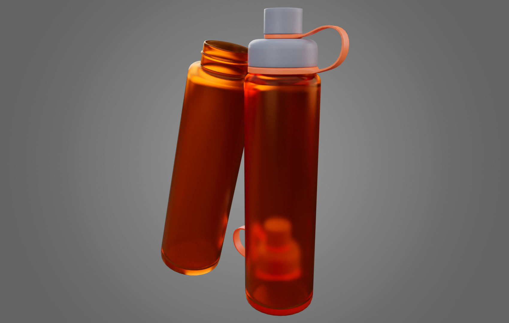 Orange Water Bottle Low-poly 3D model_5