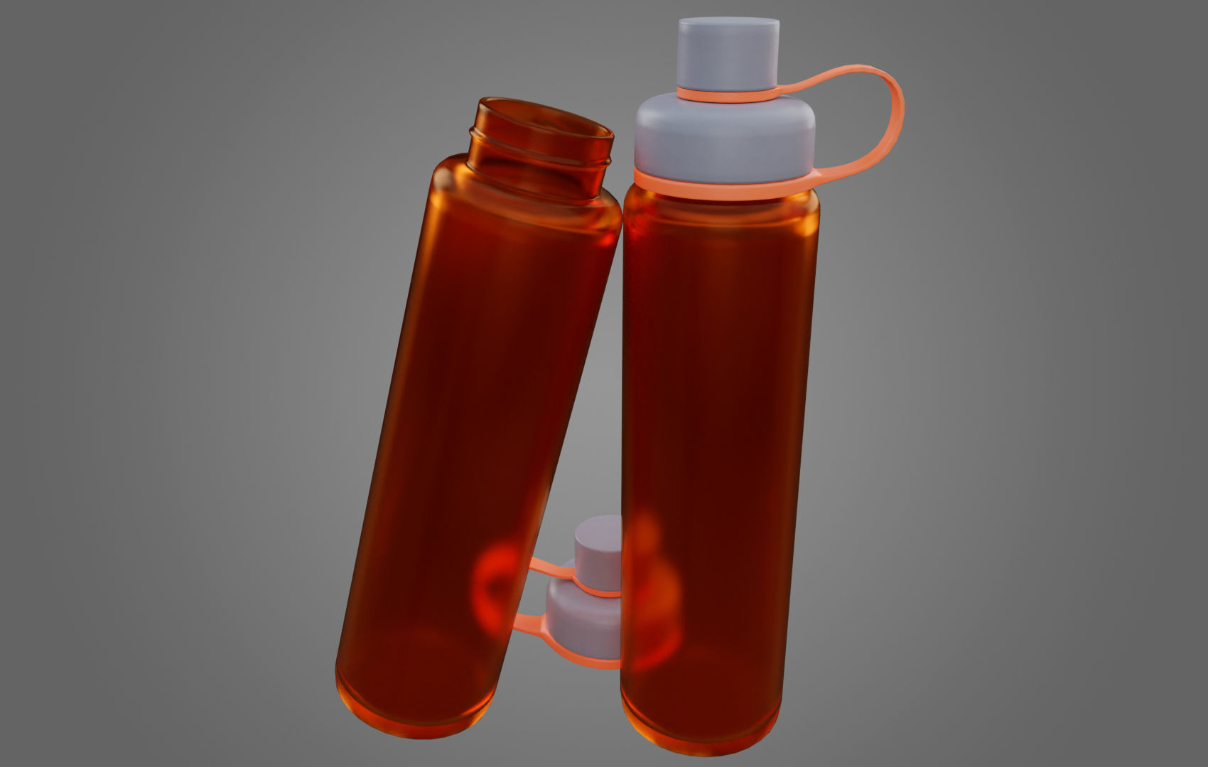 Orange Water Bottle Low-poly 3D model_9
