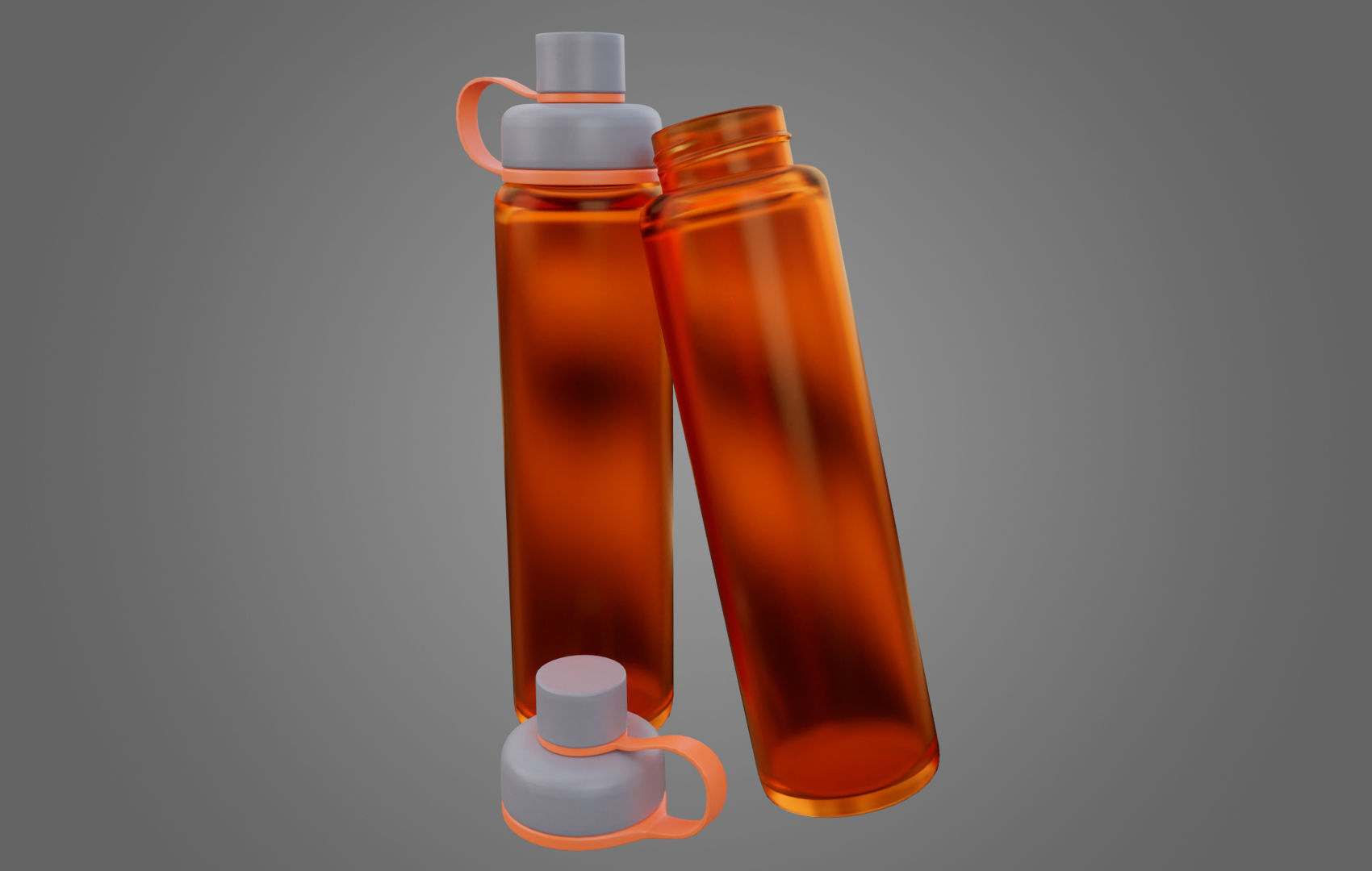 Orange Water Bottle Low-poly 3D model_3