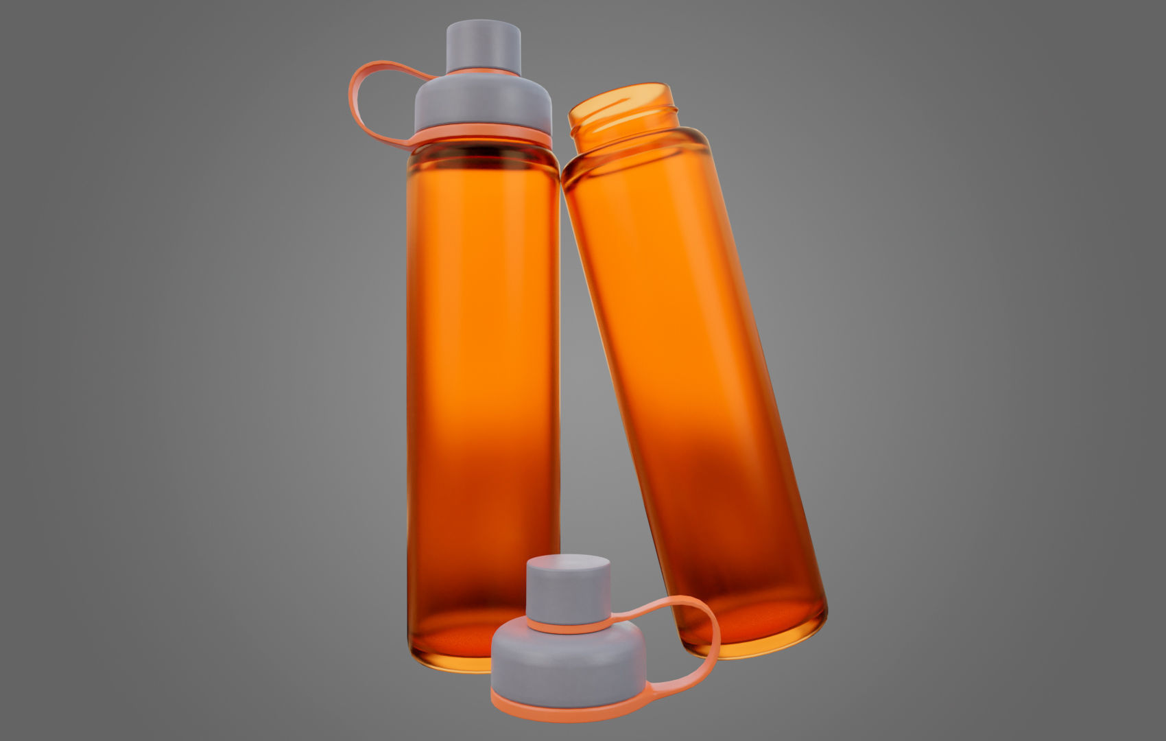 Orange Water Bottle Low-poly 3D model_4