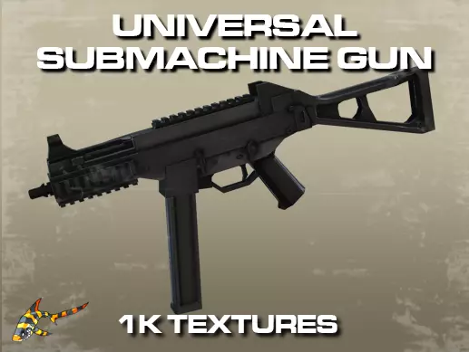 Universal Sub-Machine Gun Low-poly 3D model_0