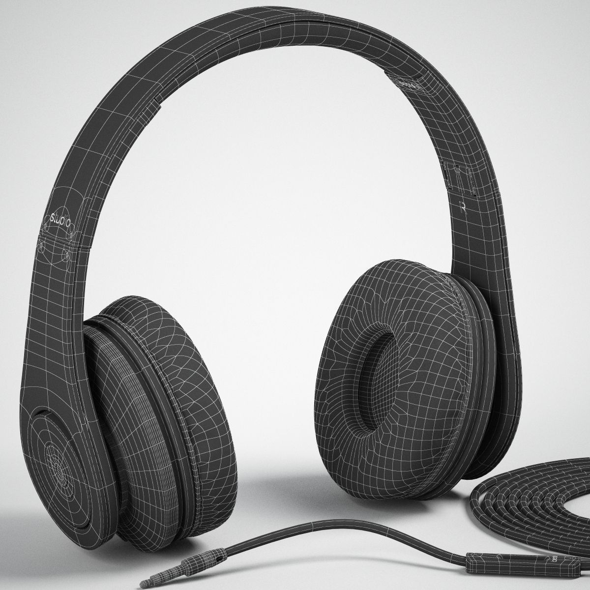Monster Beats Studio Headphones With Headset 3D model_6