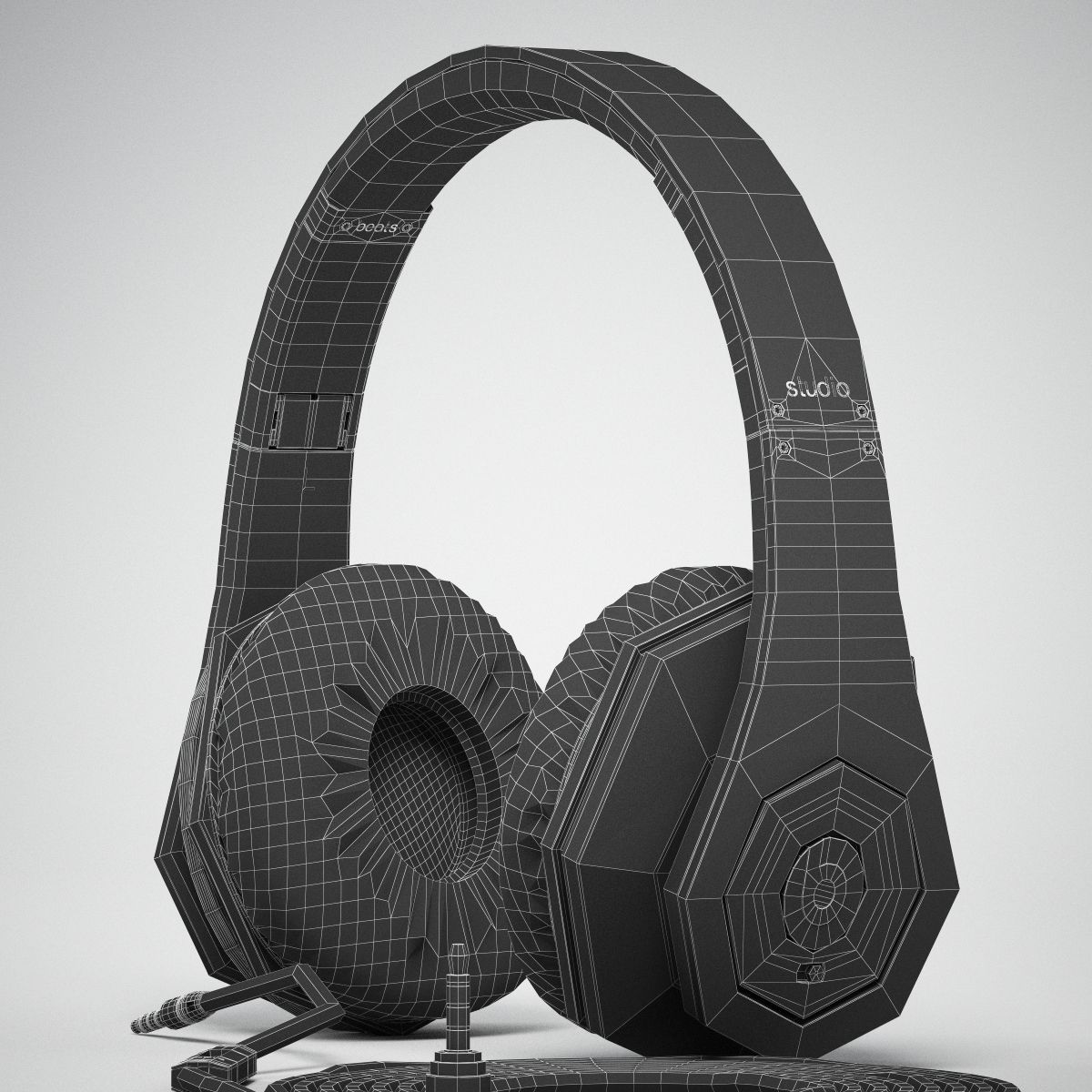 Monster Beats Studio Headphones With Headset 3D model_7