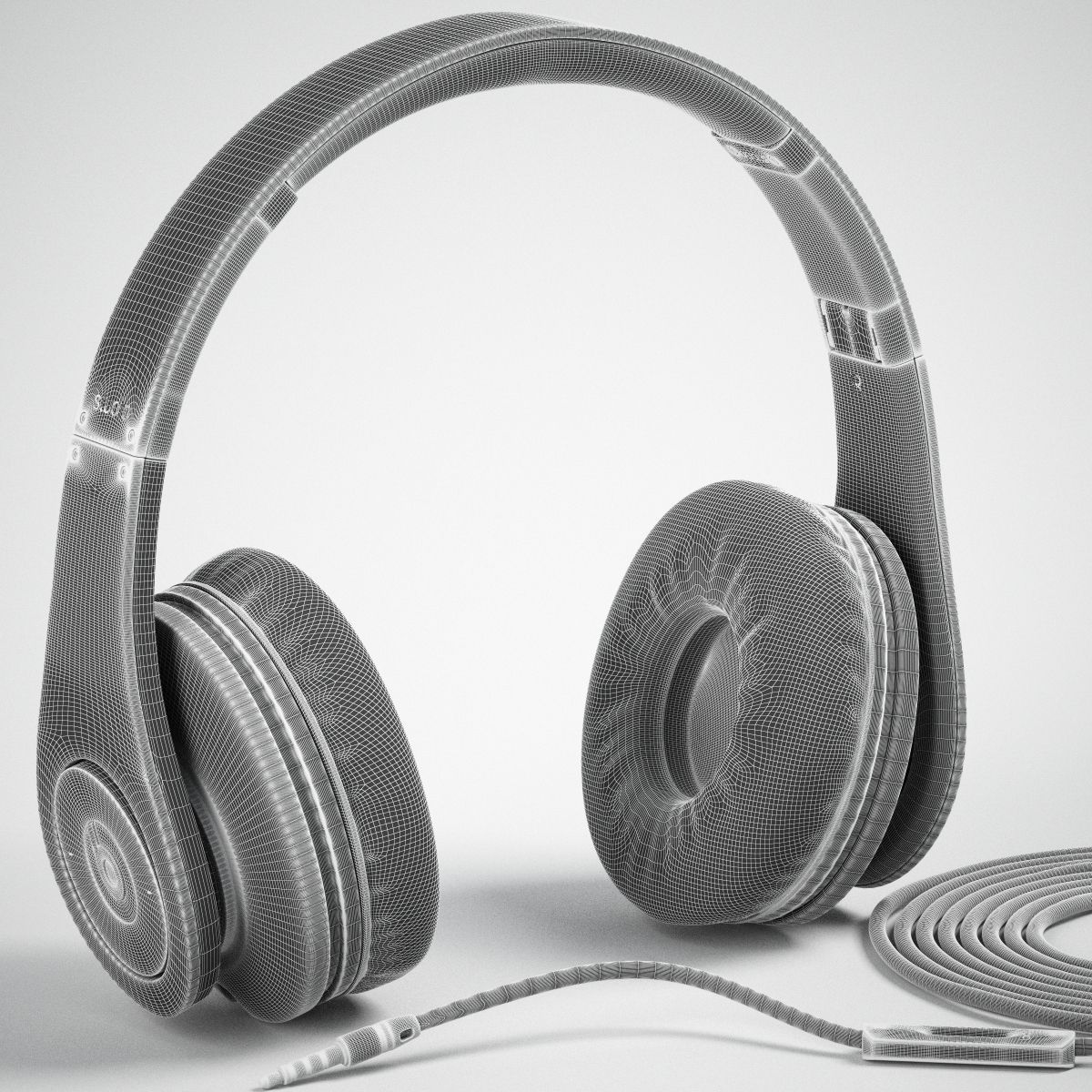 Monster Beats Studio Headphones With Headset 3D model_5
