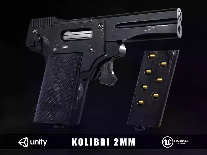 Kolibri 2mm Pistol Low-poly 3D model