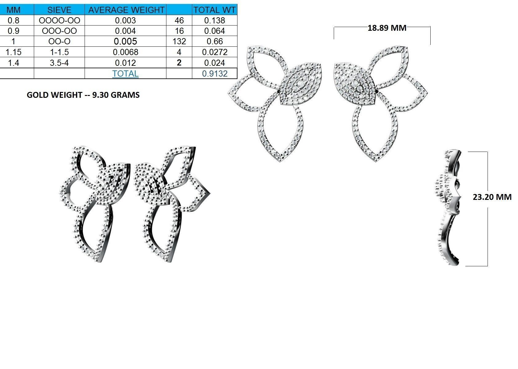 Women Earrings 3dm stl render detail  3D print model_18