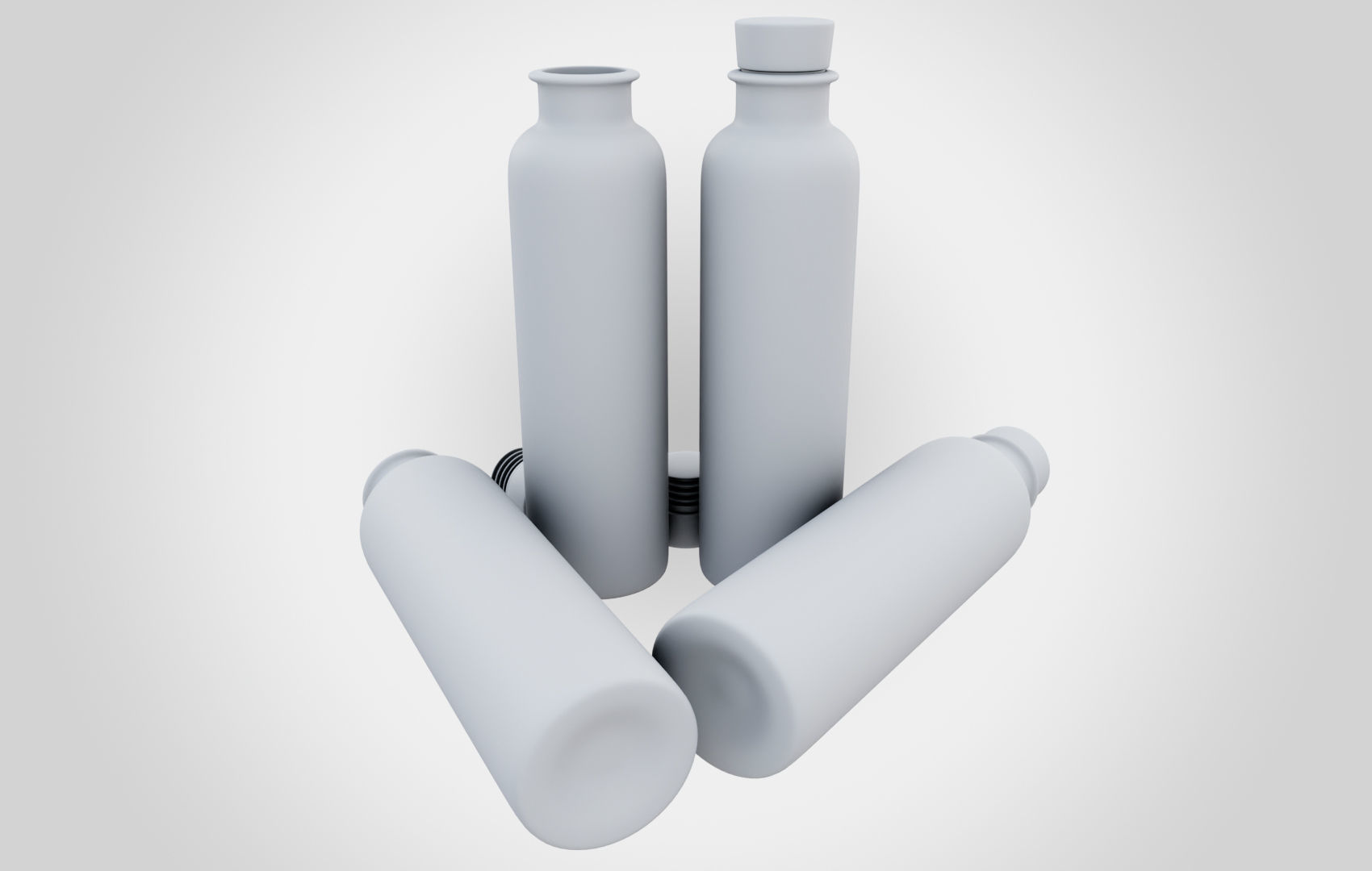 Water Bottle With Cork Low-poly 3D model_19