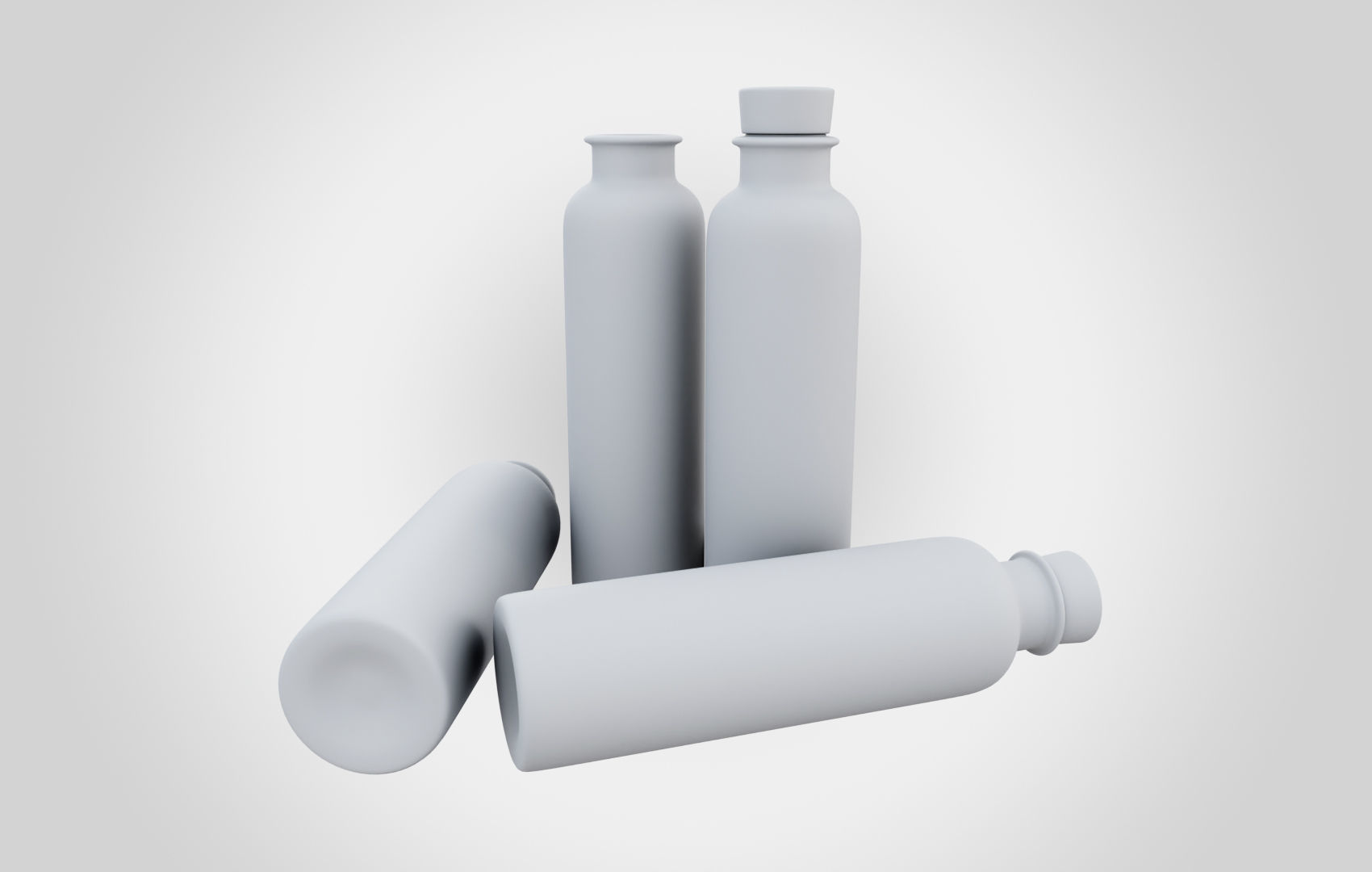 Water Bottle With Cork Low-poly 3D model_22