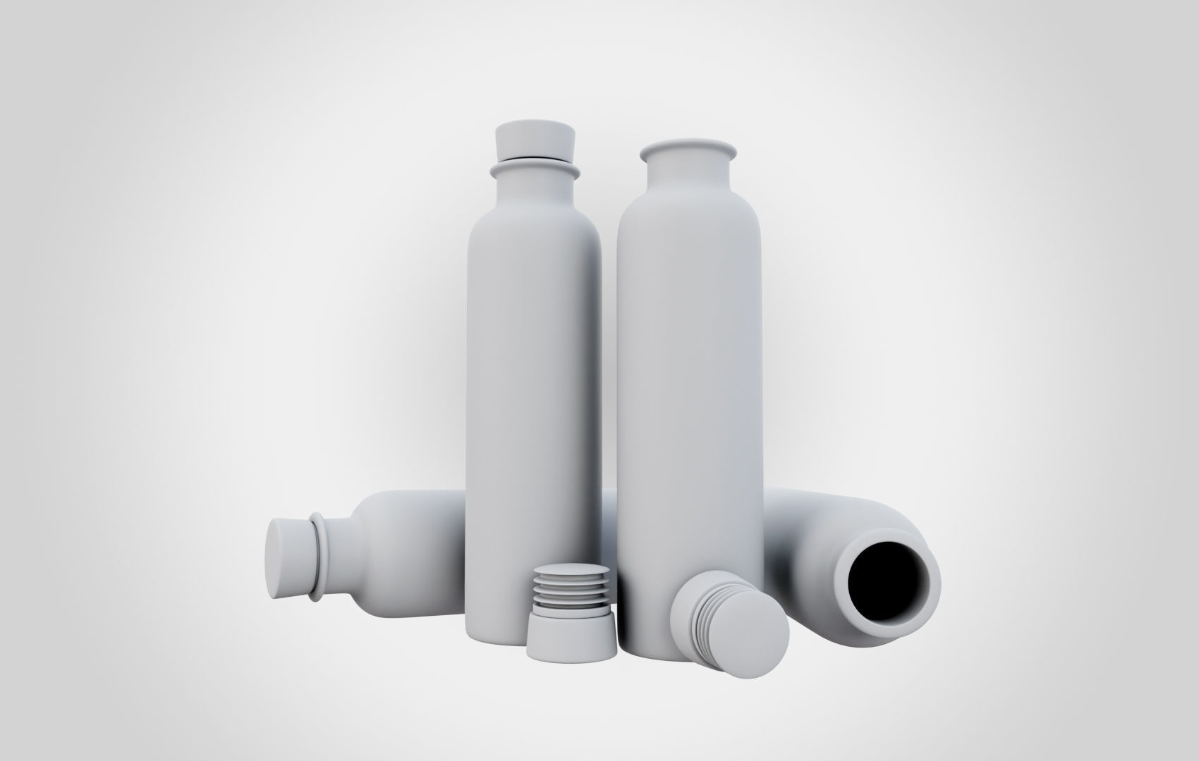 Water Bottle With Cork Low-poly 3D model_31