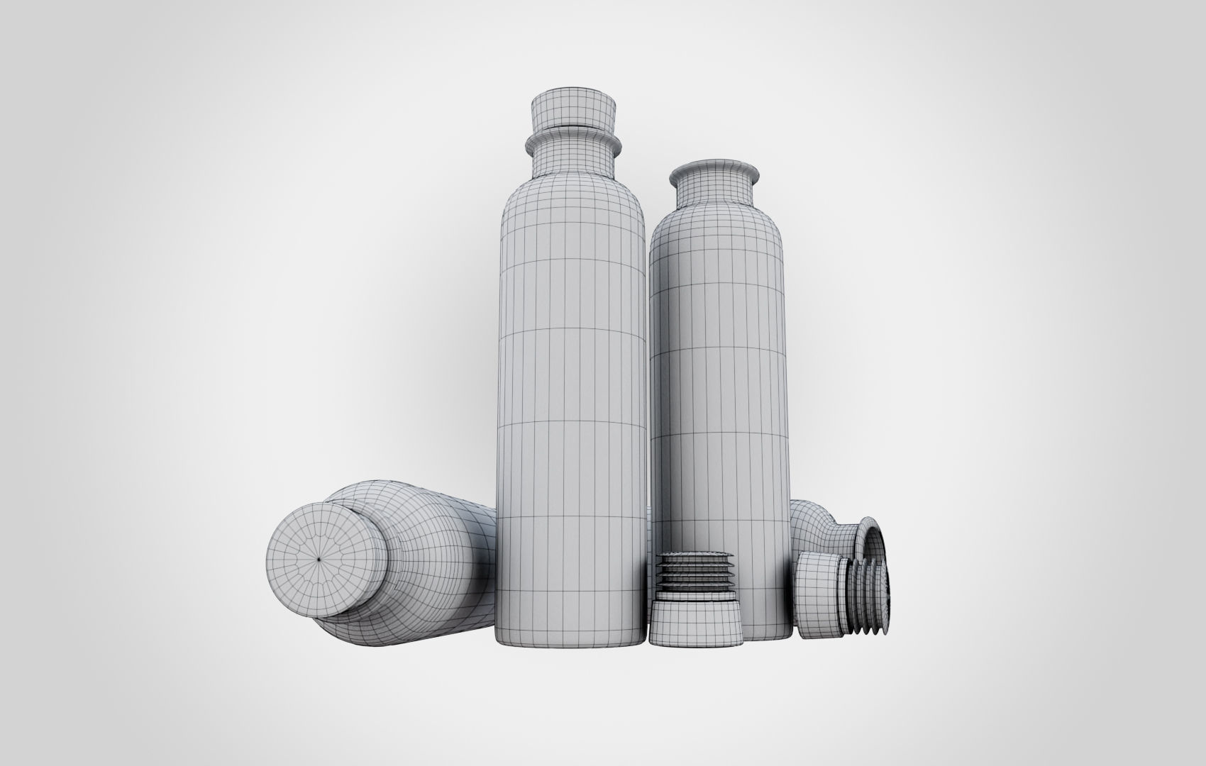 Water Bottle With Cork Low-poly 3D model_20