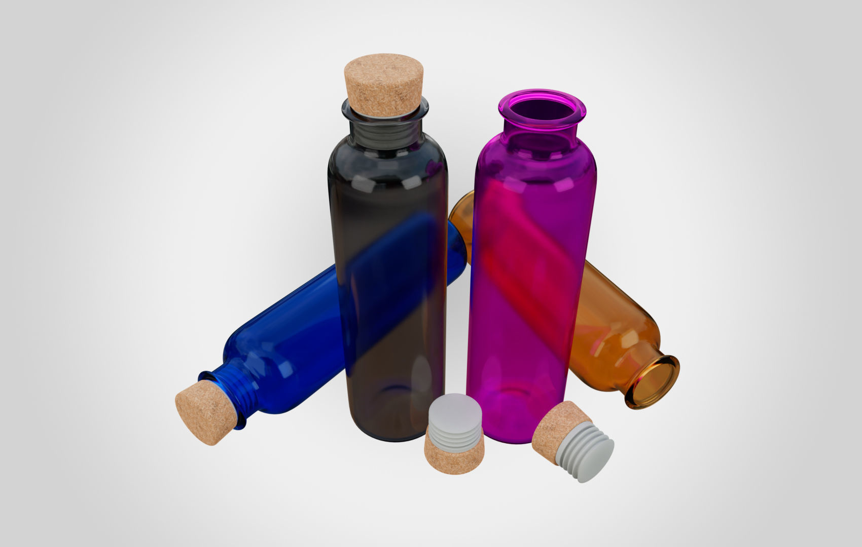 Water Bottle With Cork Low-poly 3D model_9