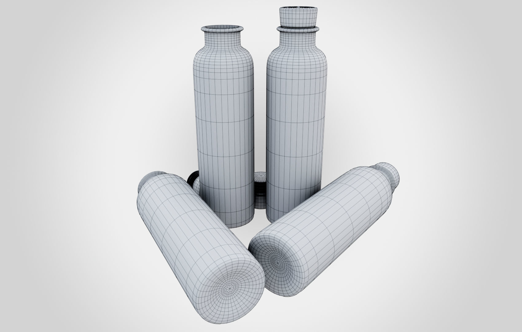 Water Bottle With Cork Low-poly 3D model_32
