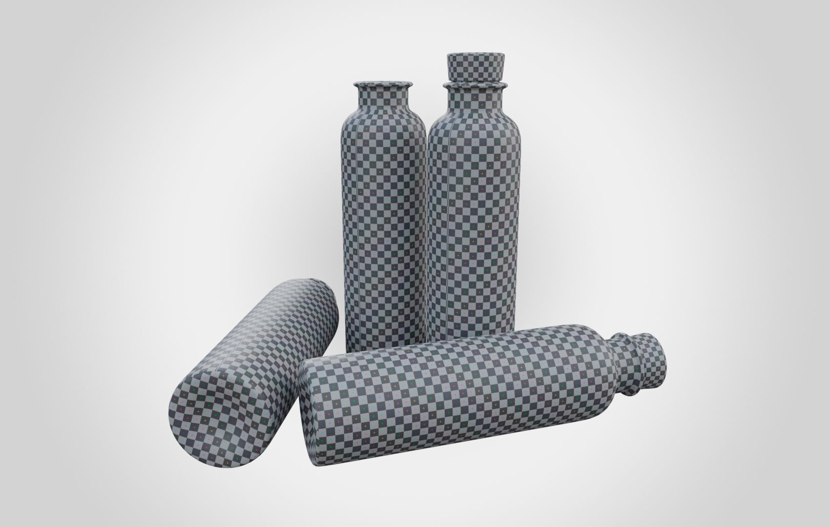 Water Bottle With Cork Low-poly 3D model_36