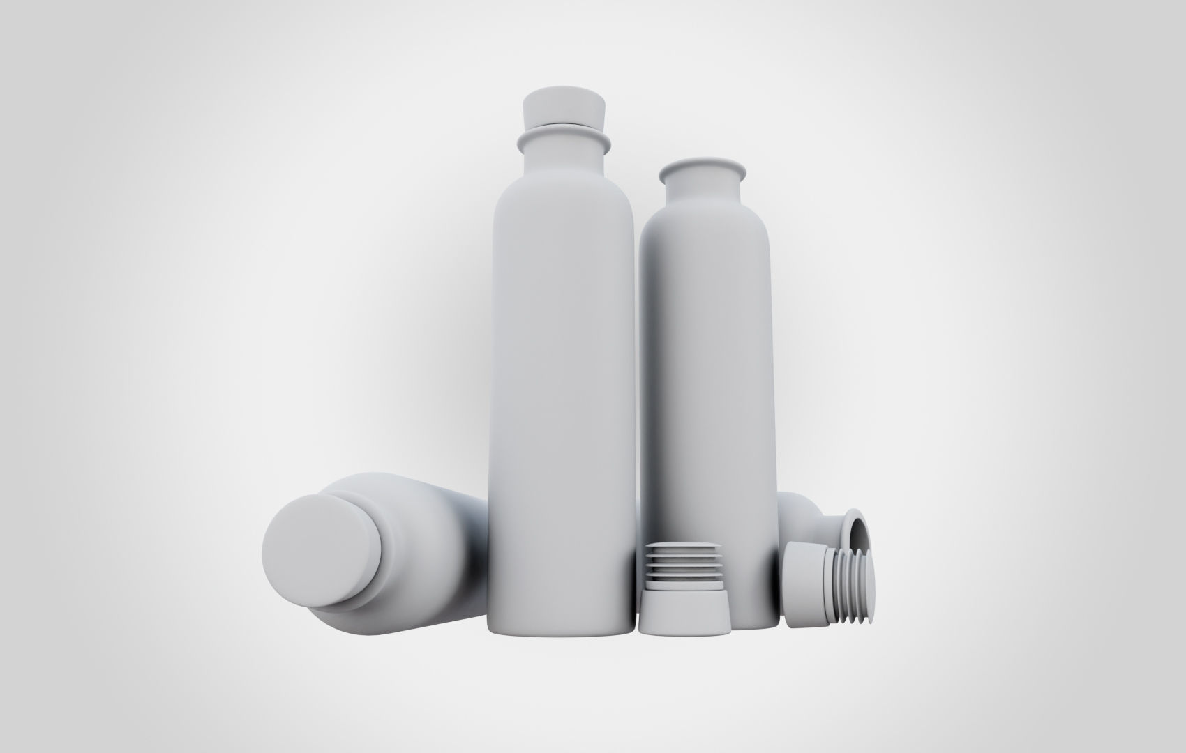 Water Bottle With Cork Low-poly 3D model_28