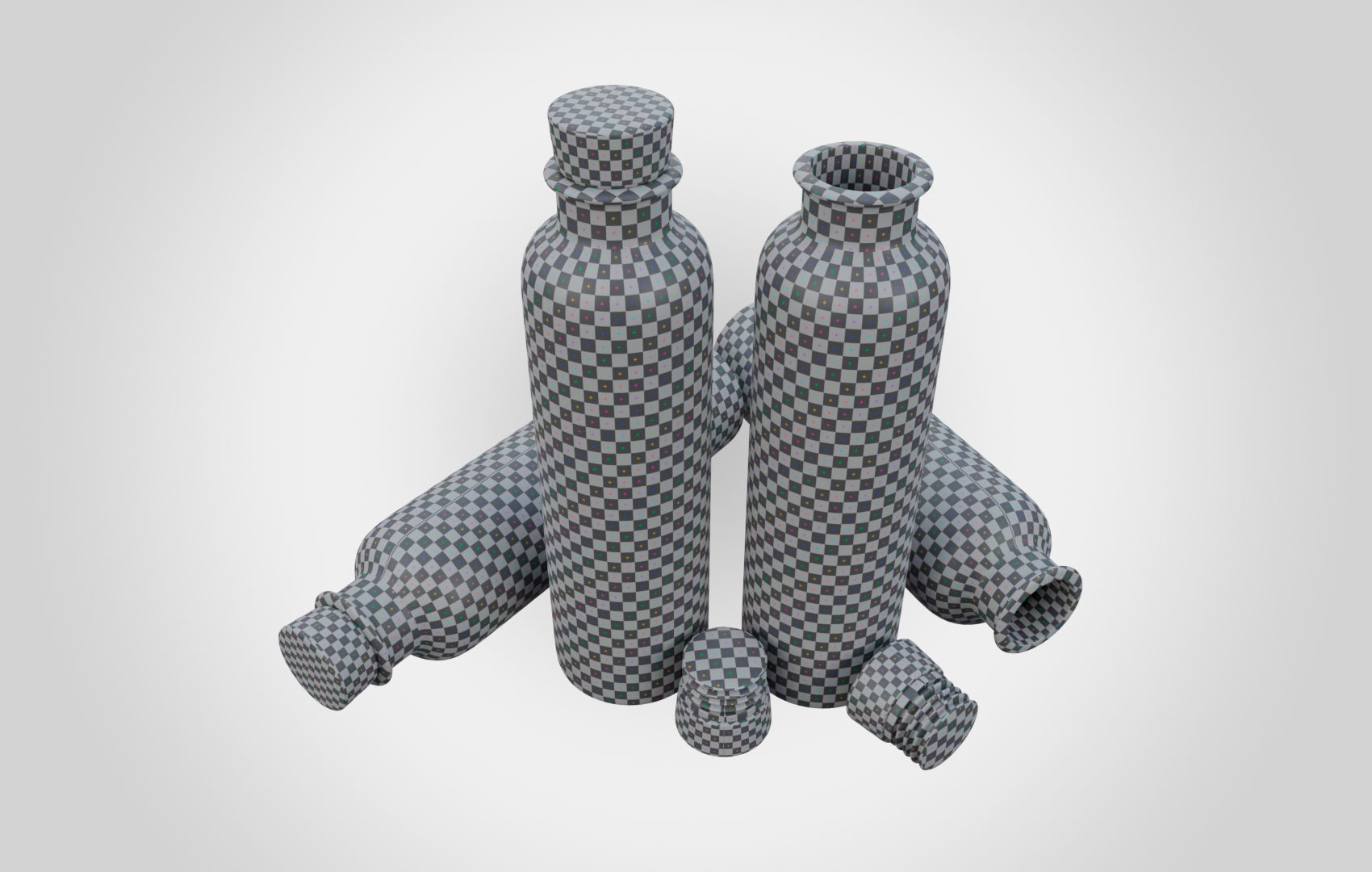 Water Bottle With Cork Low-poly 3D model_24