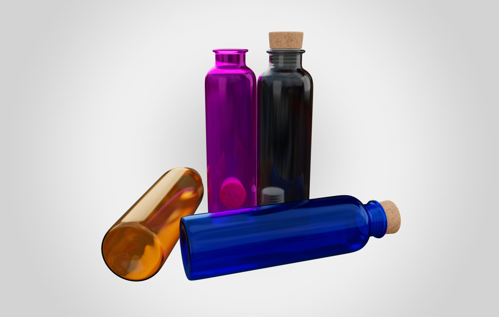 Water Bottle With Cork Low-poly 3D model_4