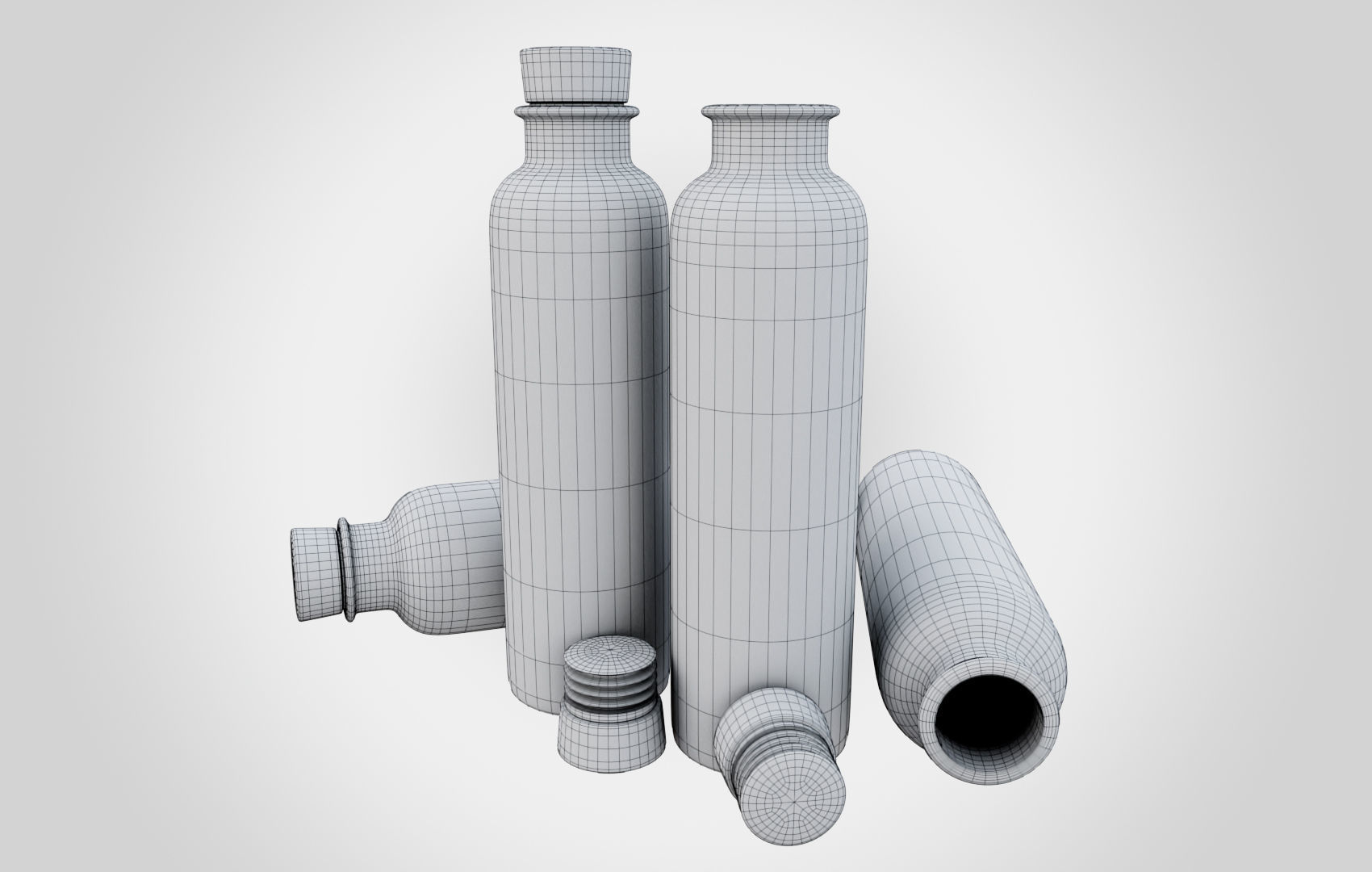 Water Bottle With Cork Low-poly 3D model_12