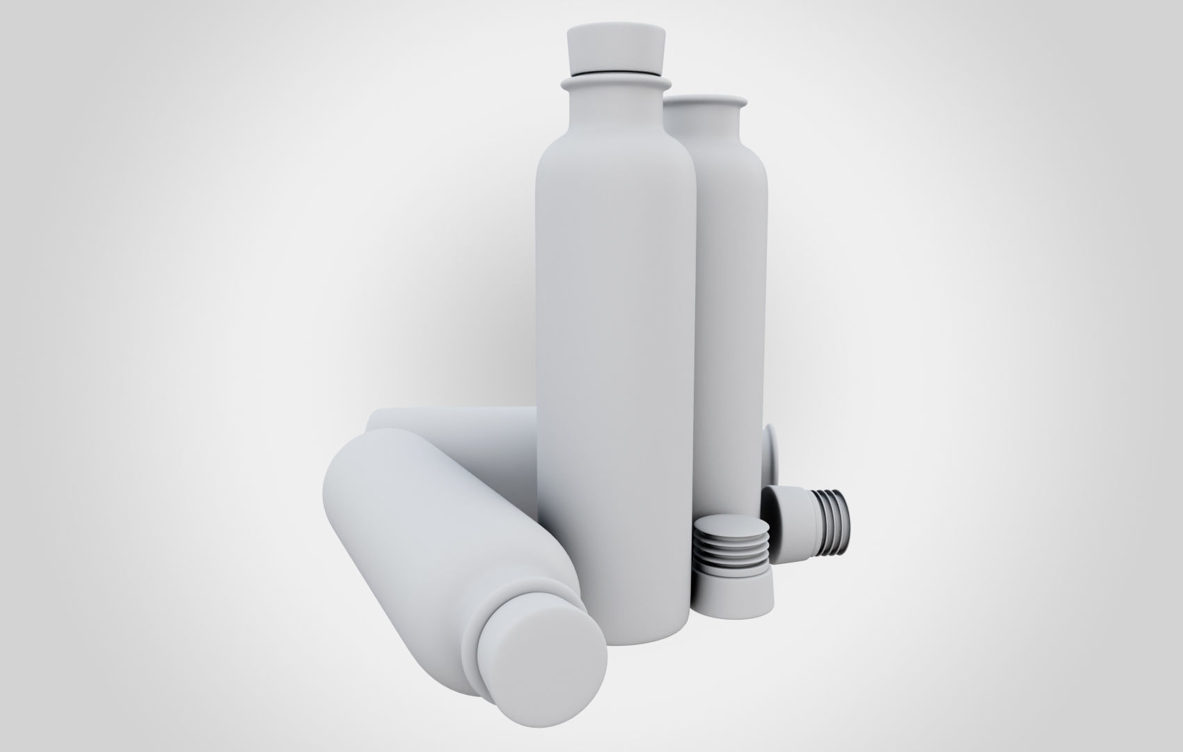Water Bottle With Cork Low-poly 3D model_6