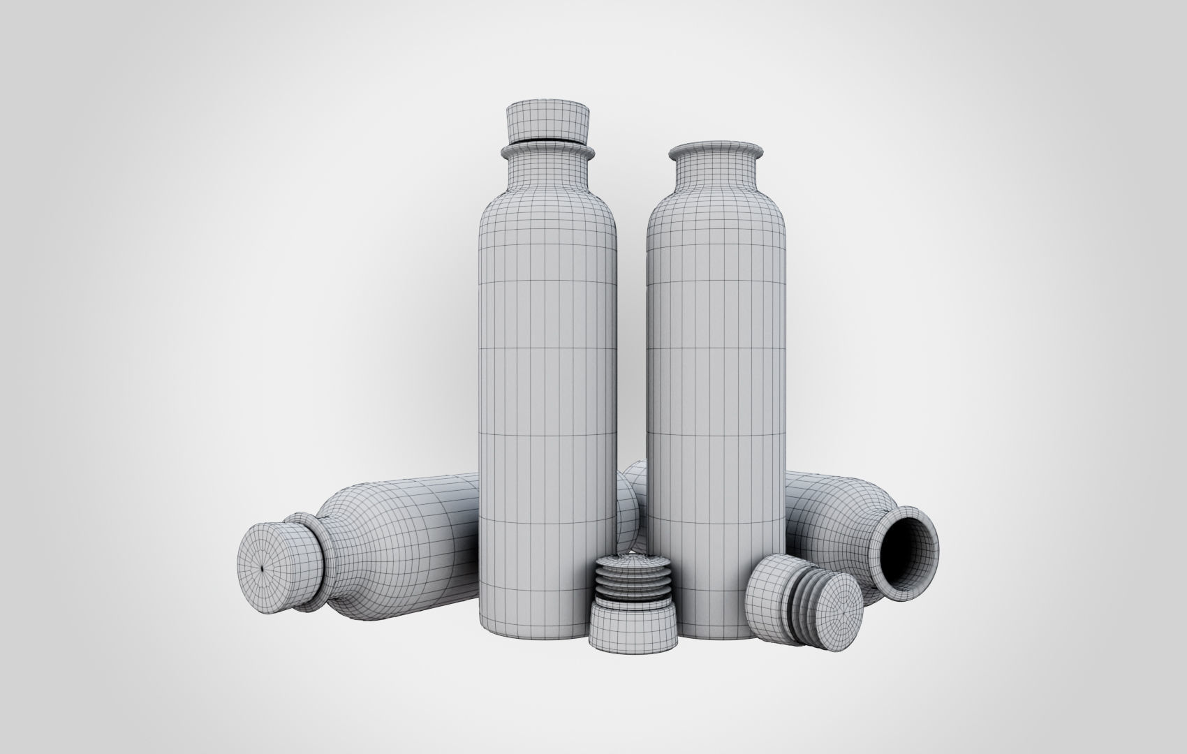 Water Bottle With Cork Low-poly 3D model_7