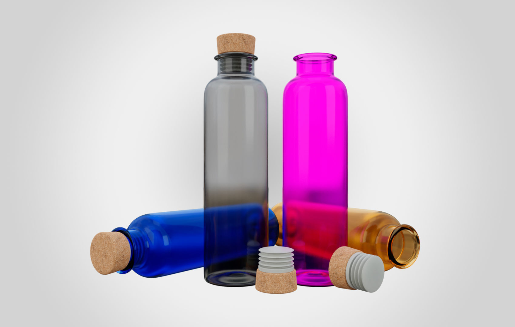Water Bottle With Cork Low-poly 3D model_3