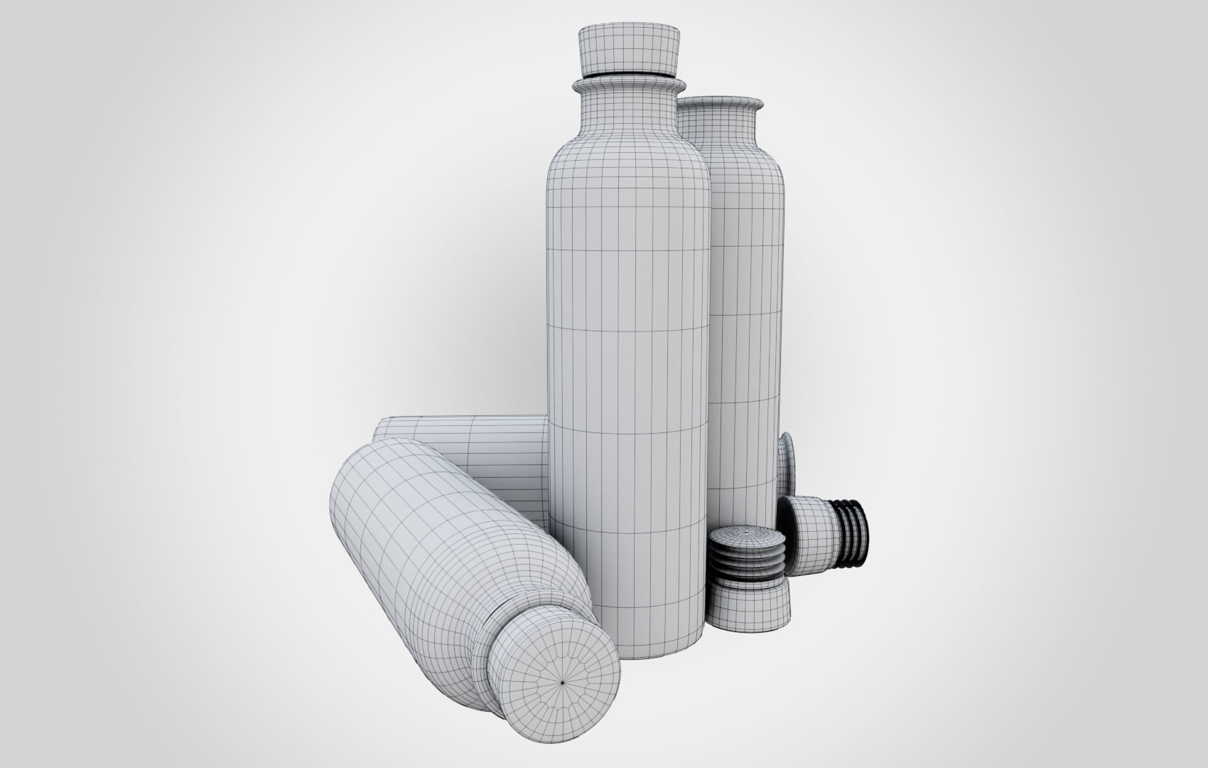 Water Bottle With Cork Low-poly 3D model_26