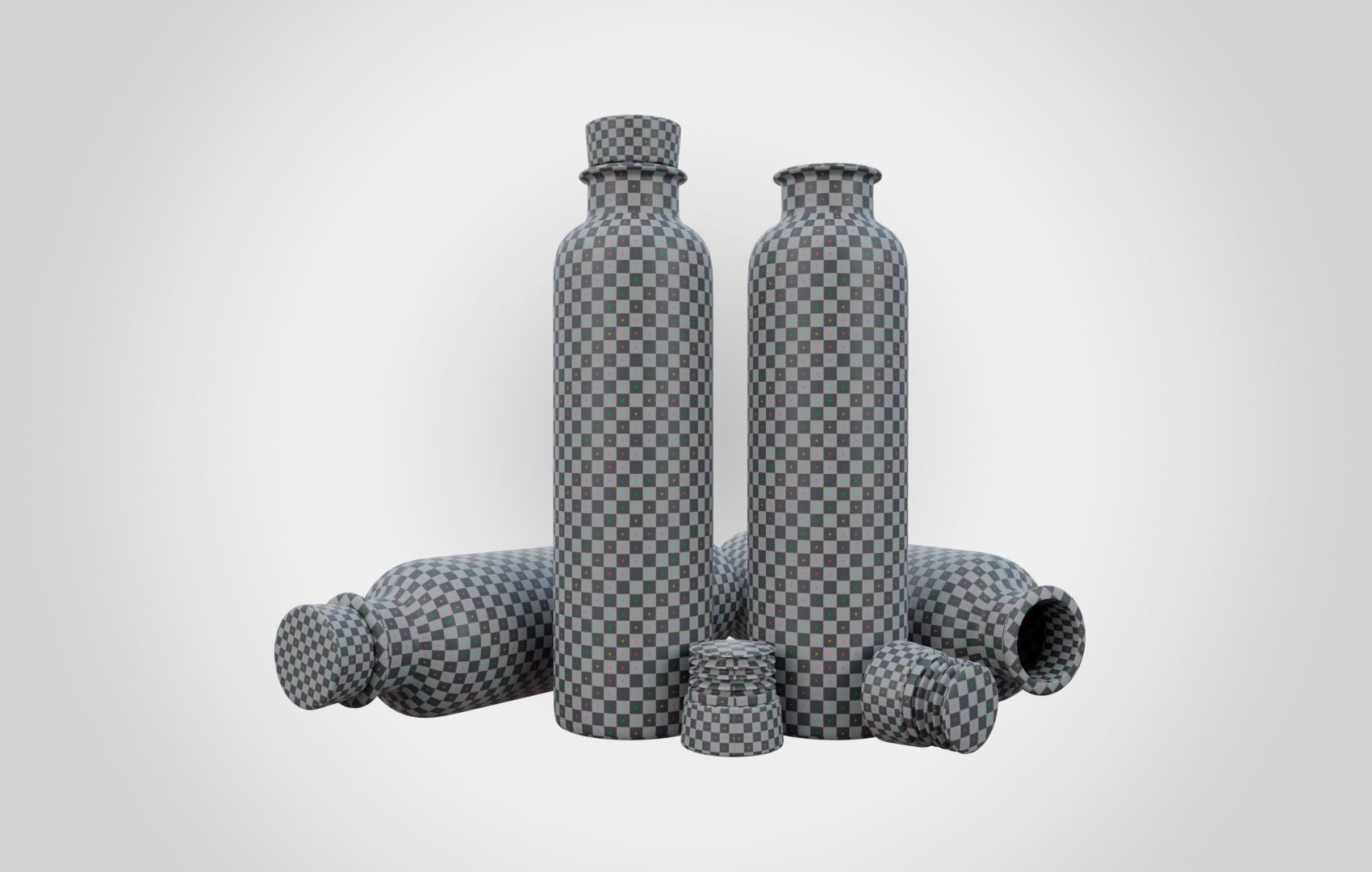 Water Bottle With Cork Low-poly 3D model_8