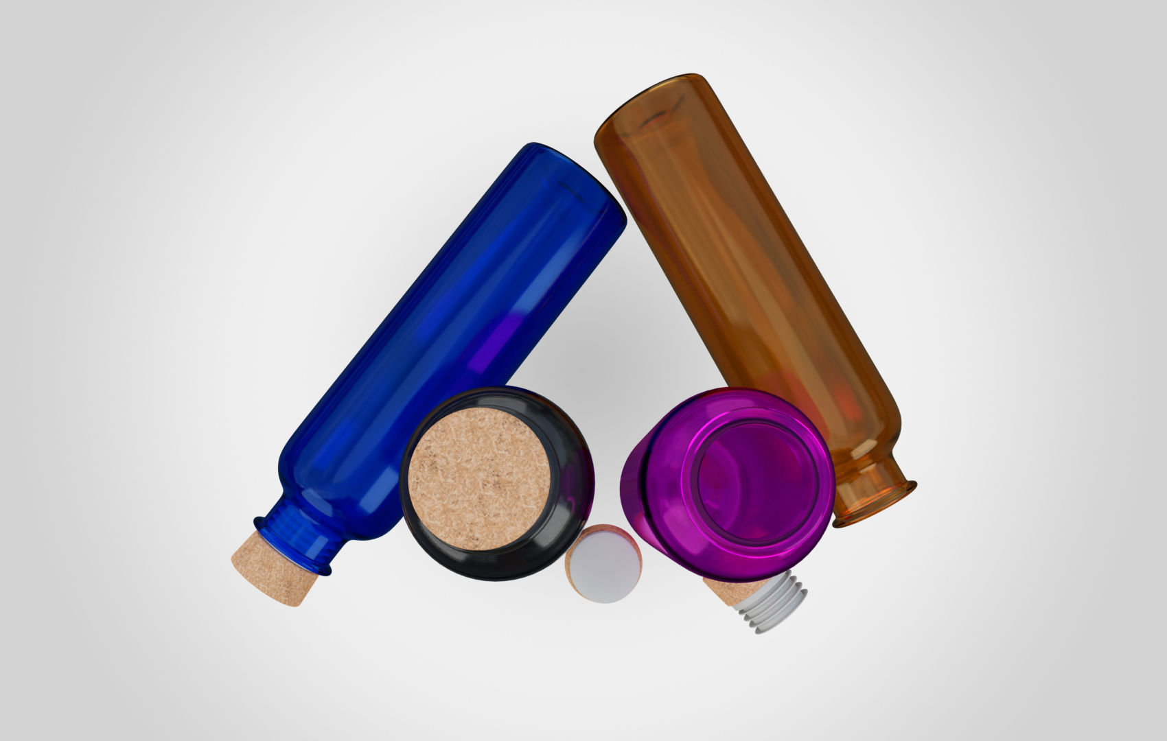 Water Bottle With Cork Low-poly 3D model_5
