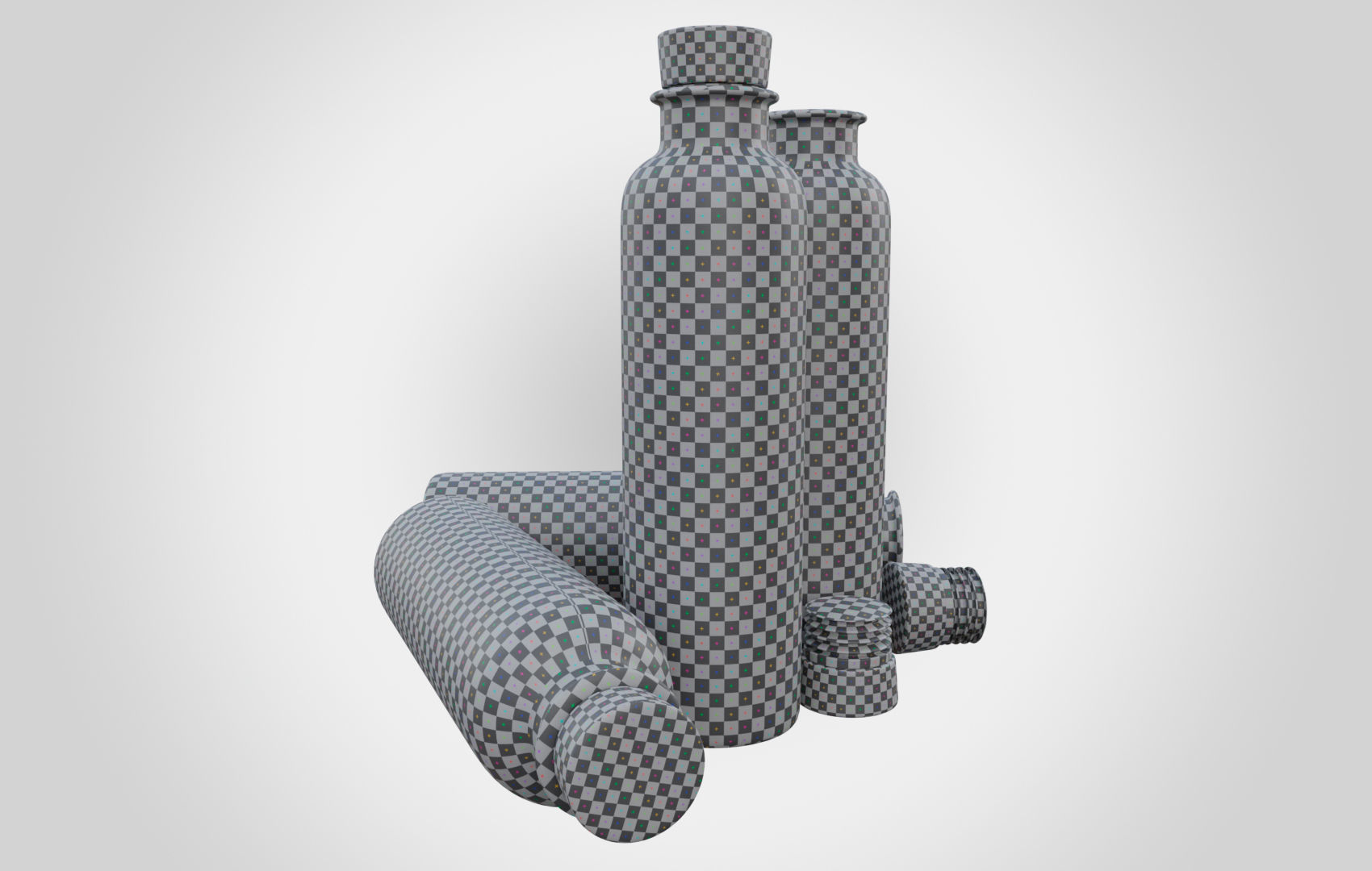 Water Bottle With Cork Low-poly 3D model_13