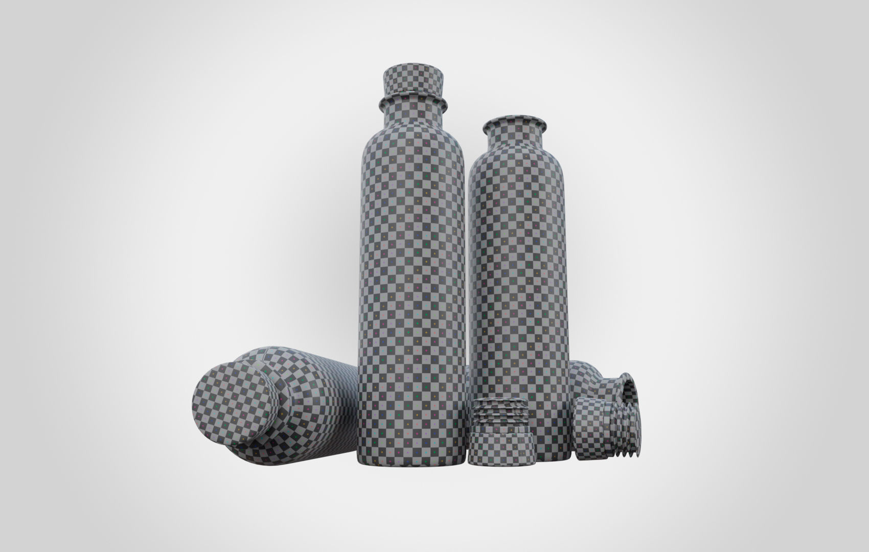 Water Bottle With Cork Low-poly 3D model_21