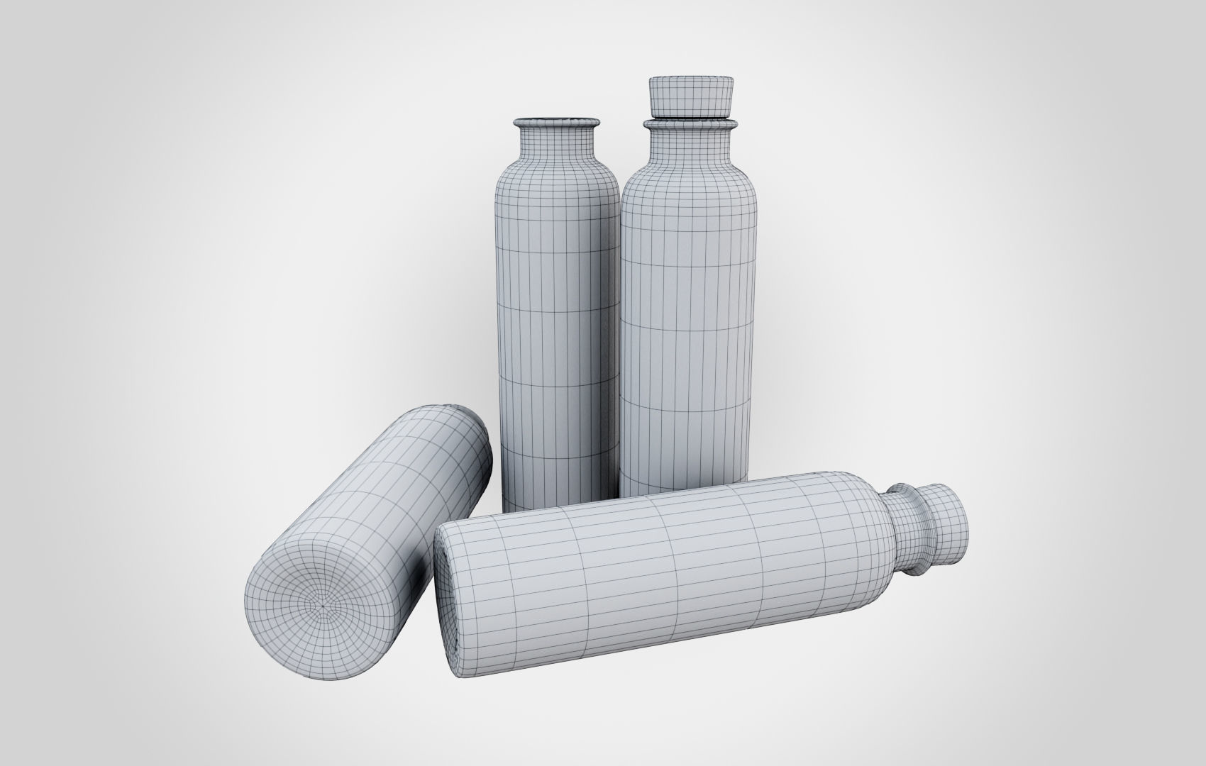 Water Bottle With Cork Low-poly 3D model_35