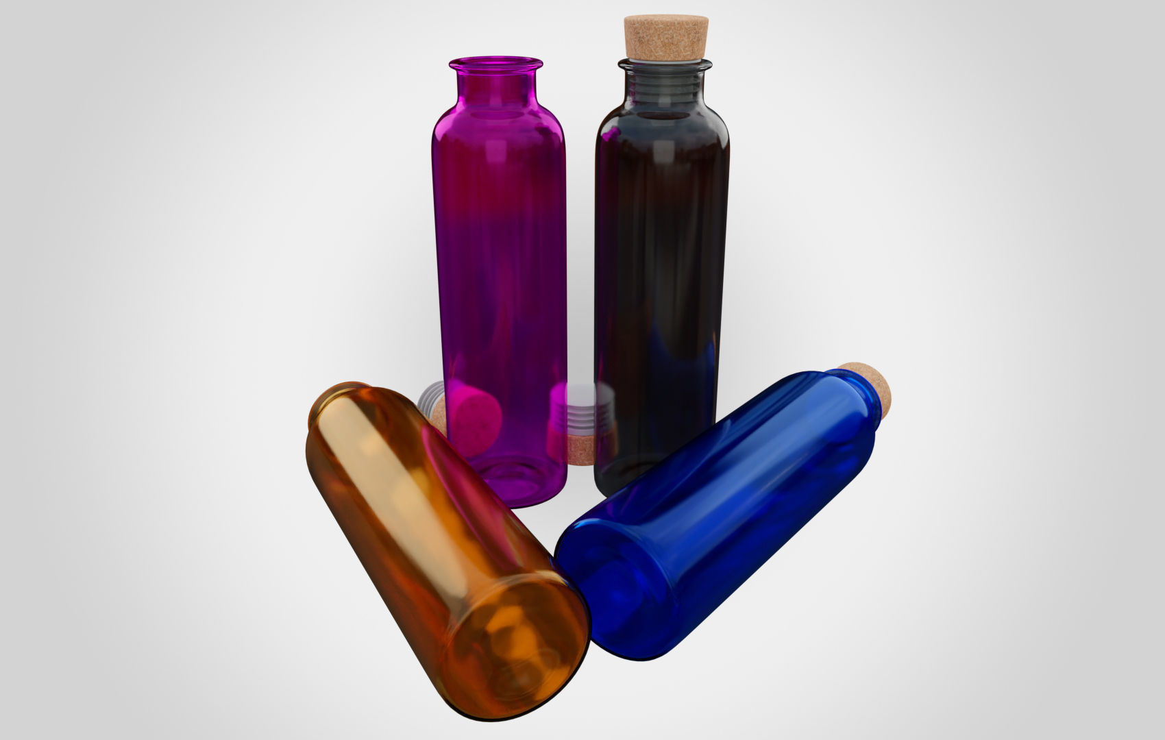 Water Bottle With Cork Low-poly 3D model_14