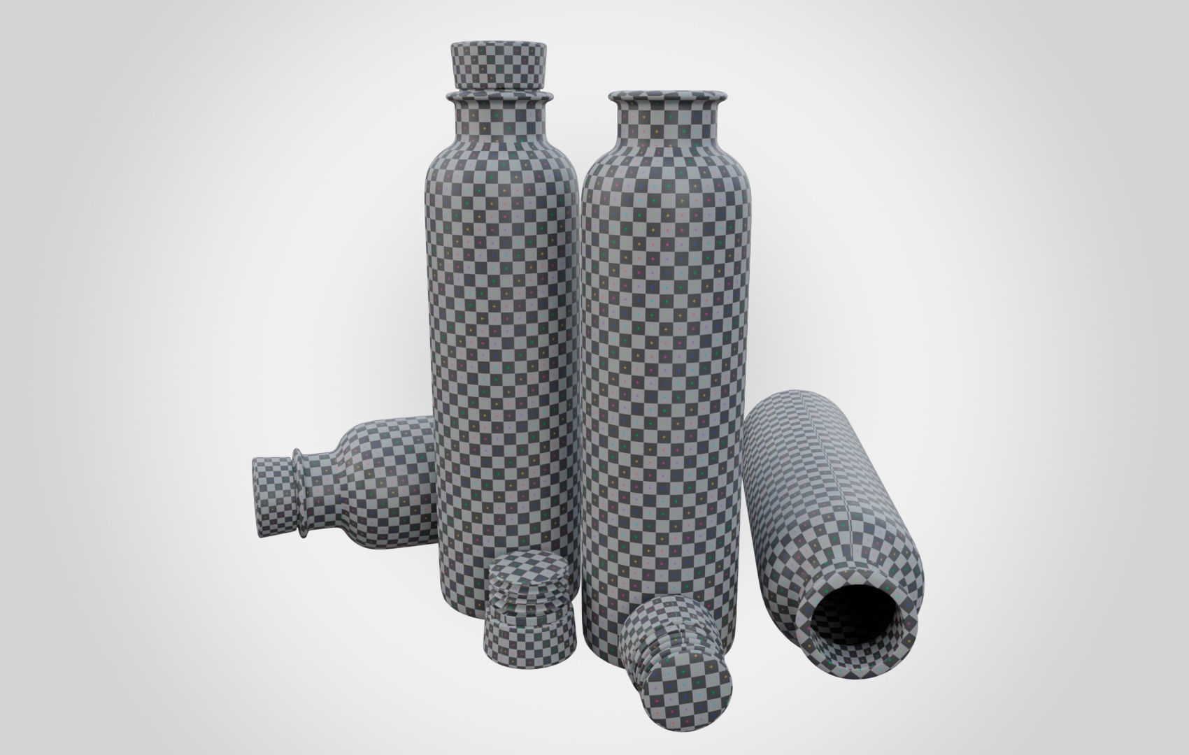 Water Bottle With Cork Low-poly 3D model_27