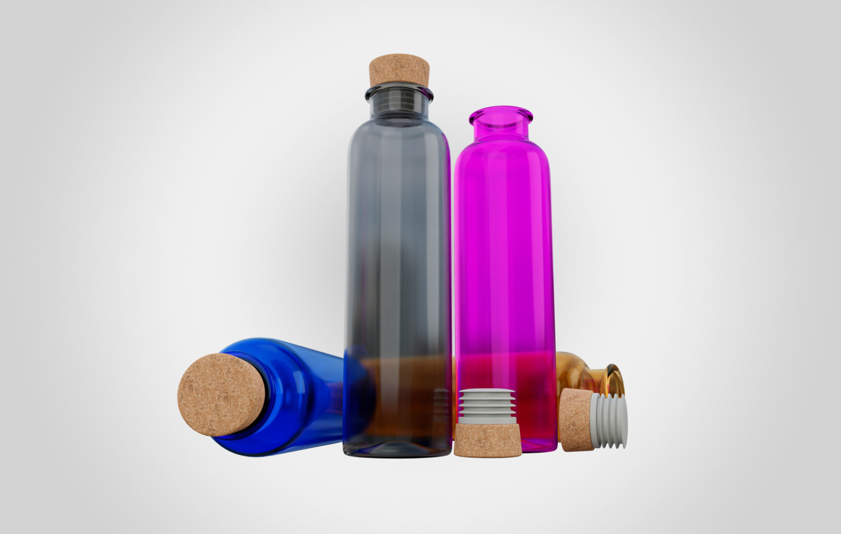 Water Bottle With Cork Low-poly 3D model_1