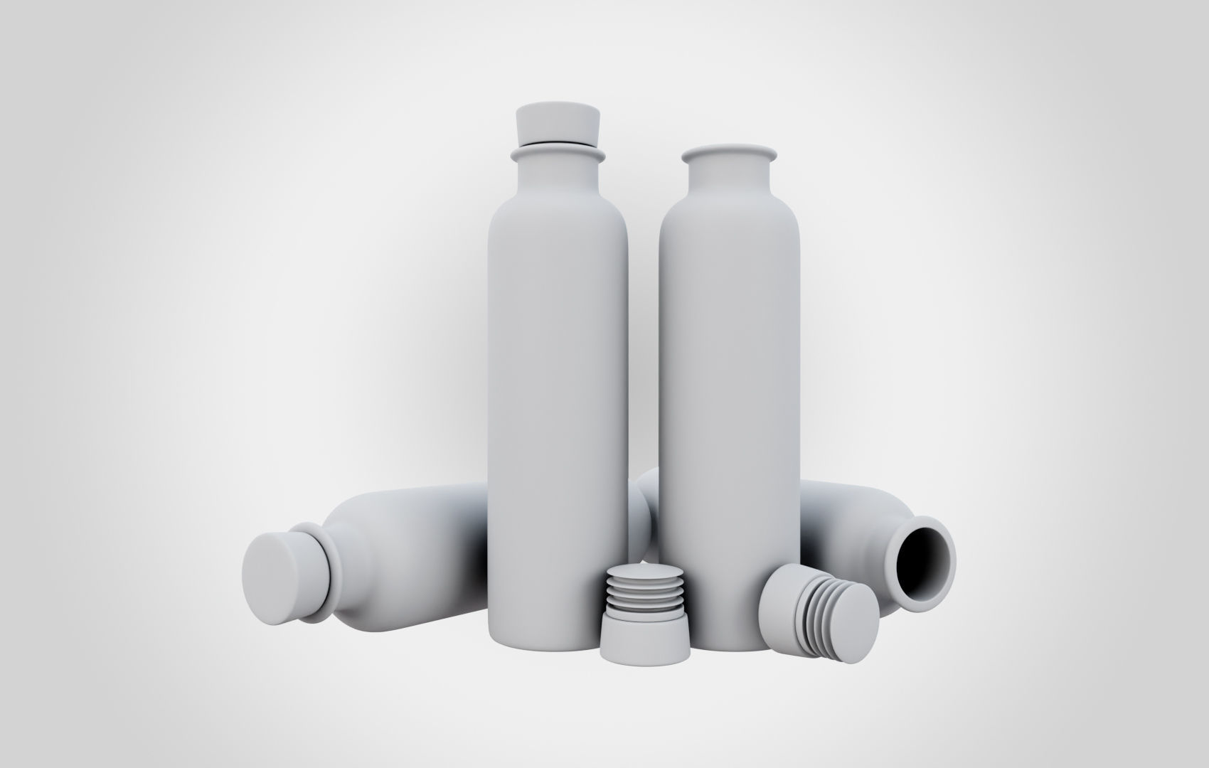 Water Bottle With Cork Low-poly 3D model_34