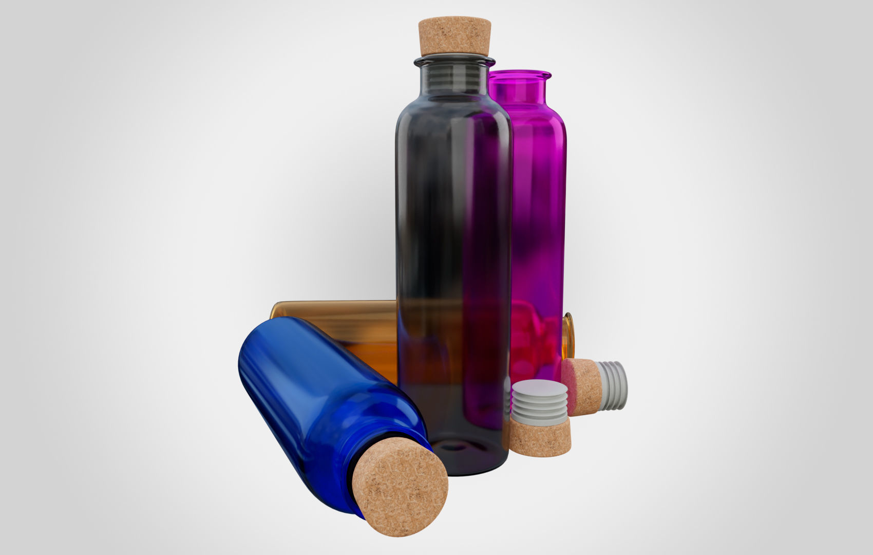 Water Bottle With Cork Low-poly 3D model_18