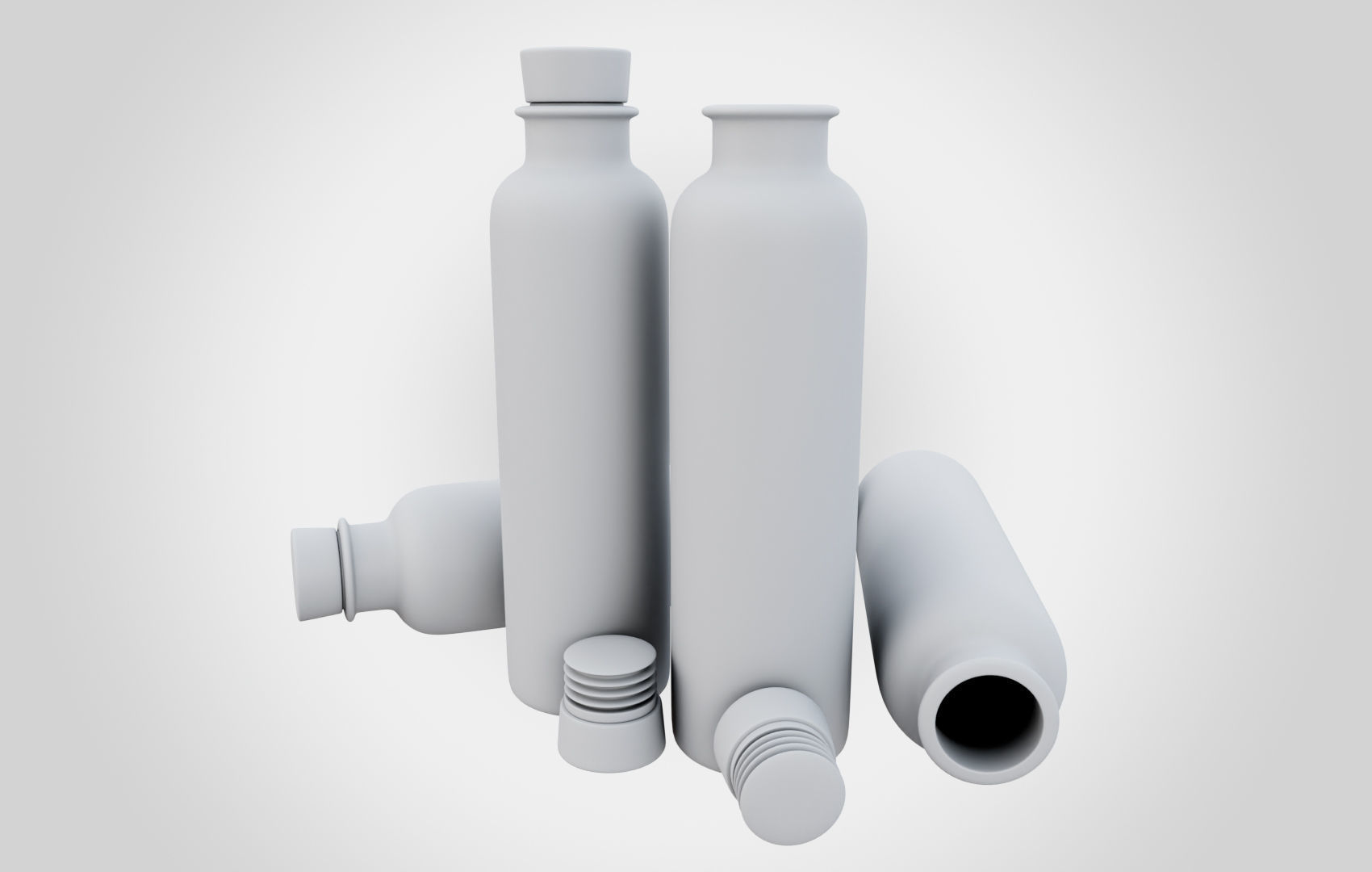 Water Bottle With Cork Low-poly 3D model_15
