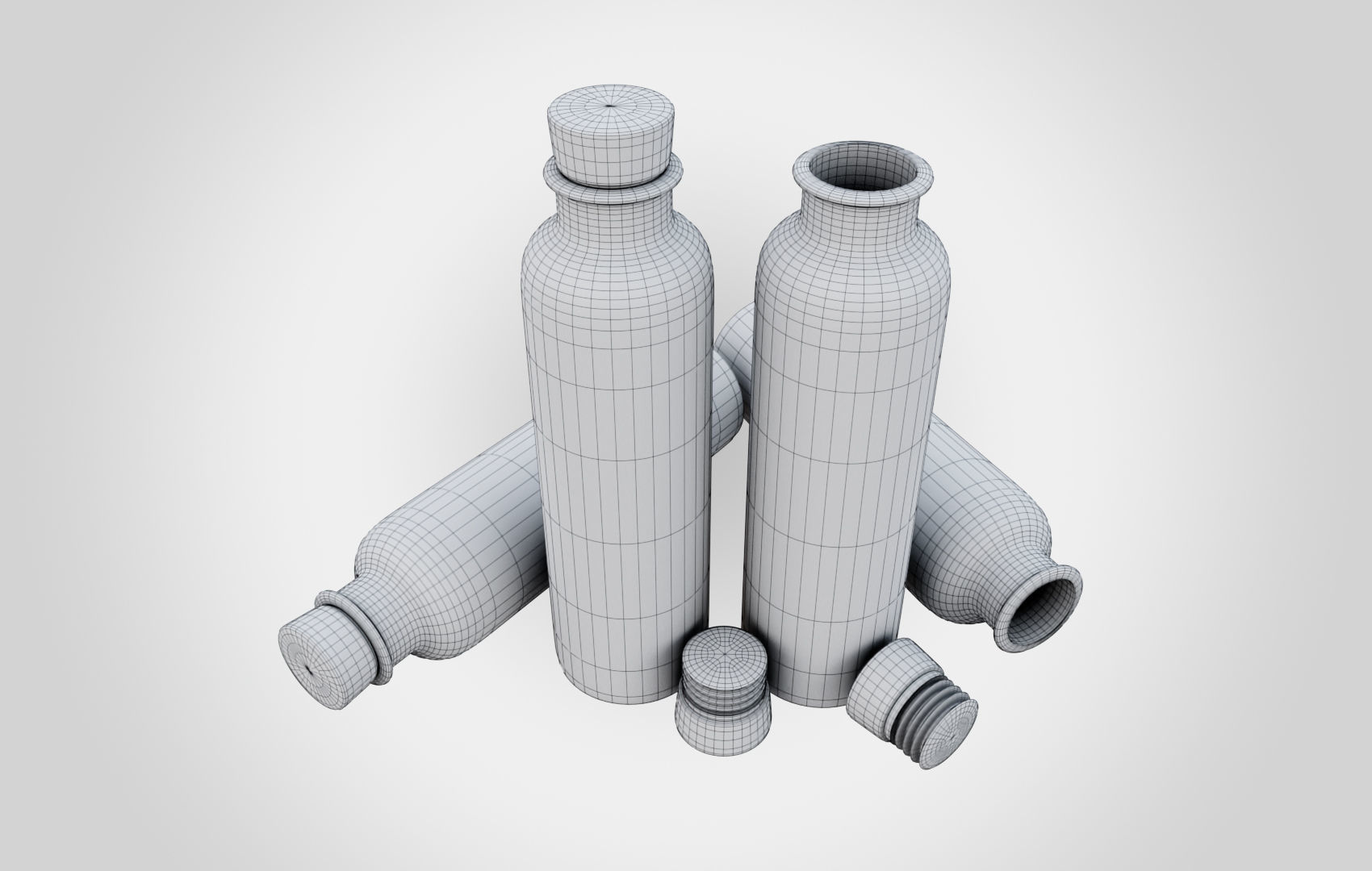 Water Bottle With Cork Low-poly 3D model_23