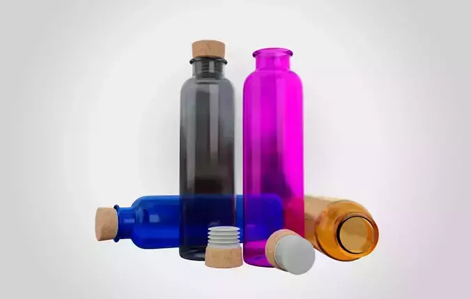 Water Bottle With Cork Low-poly 3D model