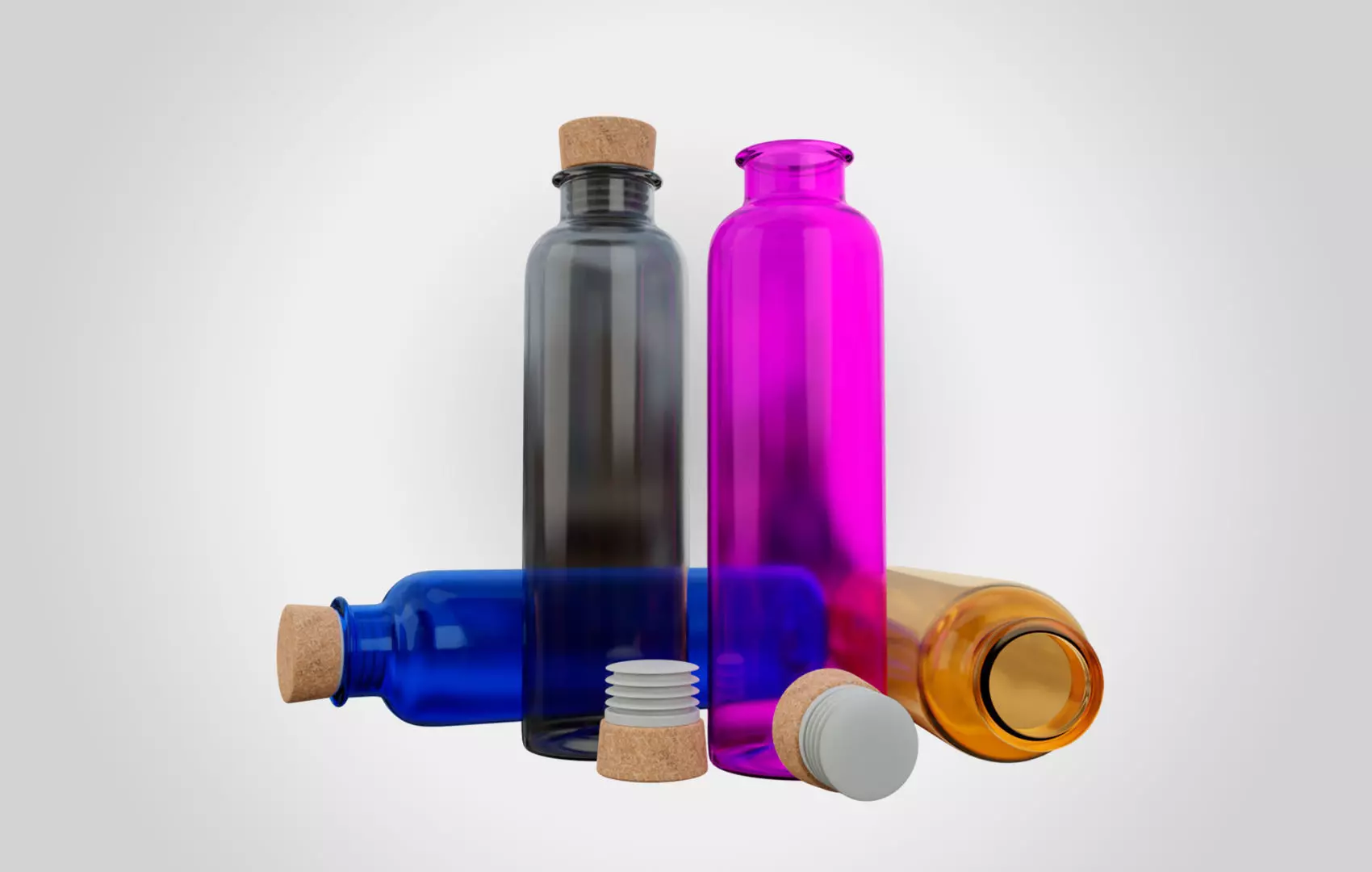 Water Bottle With Cork Low-poly 3D model_0