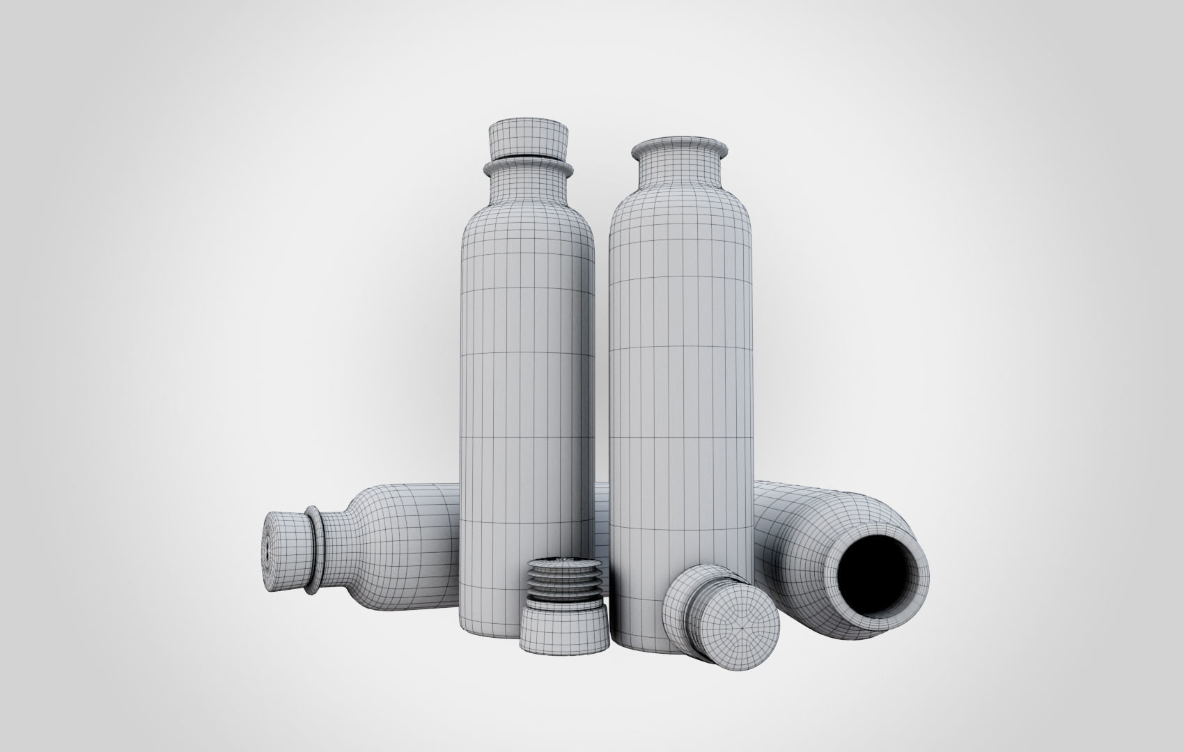 Water Bottle With Cork Low-poly 3D model_16